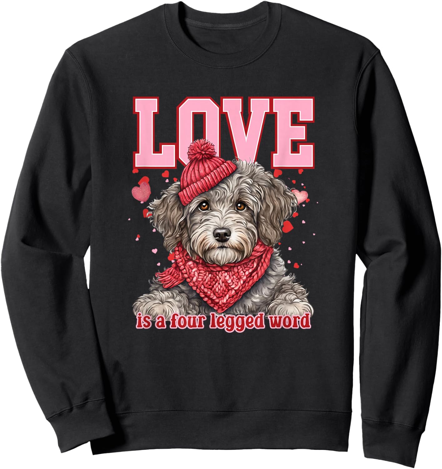Aussie Doodle Valentine Four-Legged Affection Sweatshirt - Sweatshirt | Black