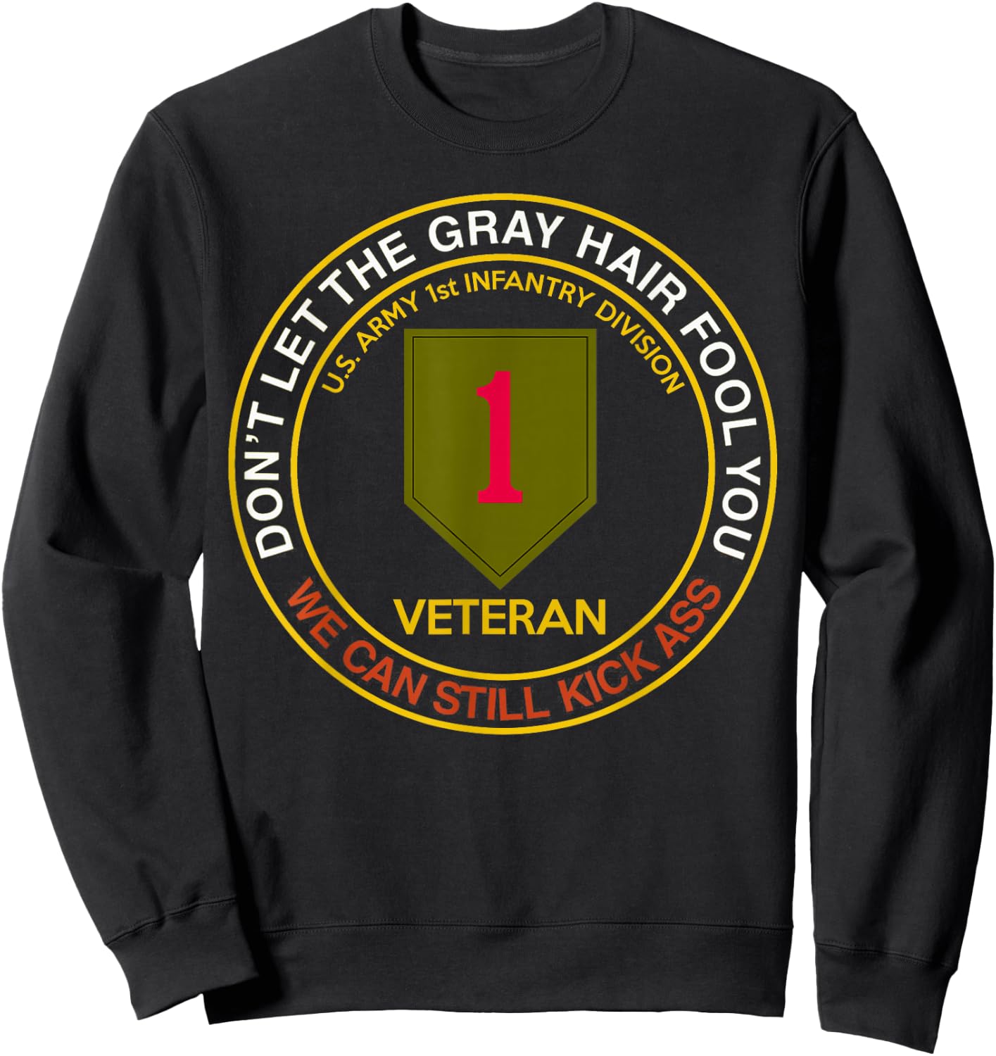 US Army 1st Infantry Division Veteran - Men's Black Cotton Classic Fit Short Sleeve - Perfect for 1st Infantry Division Veterans, Military Enthusiasts - Size Small Sweatshirt - Sweatshirt | Black