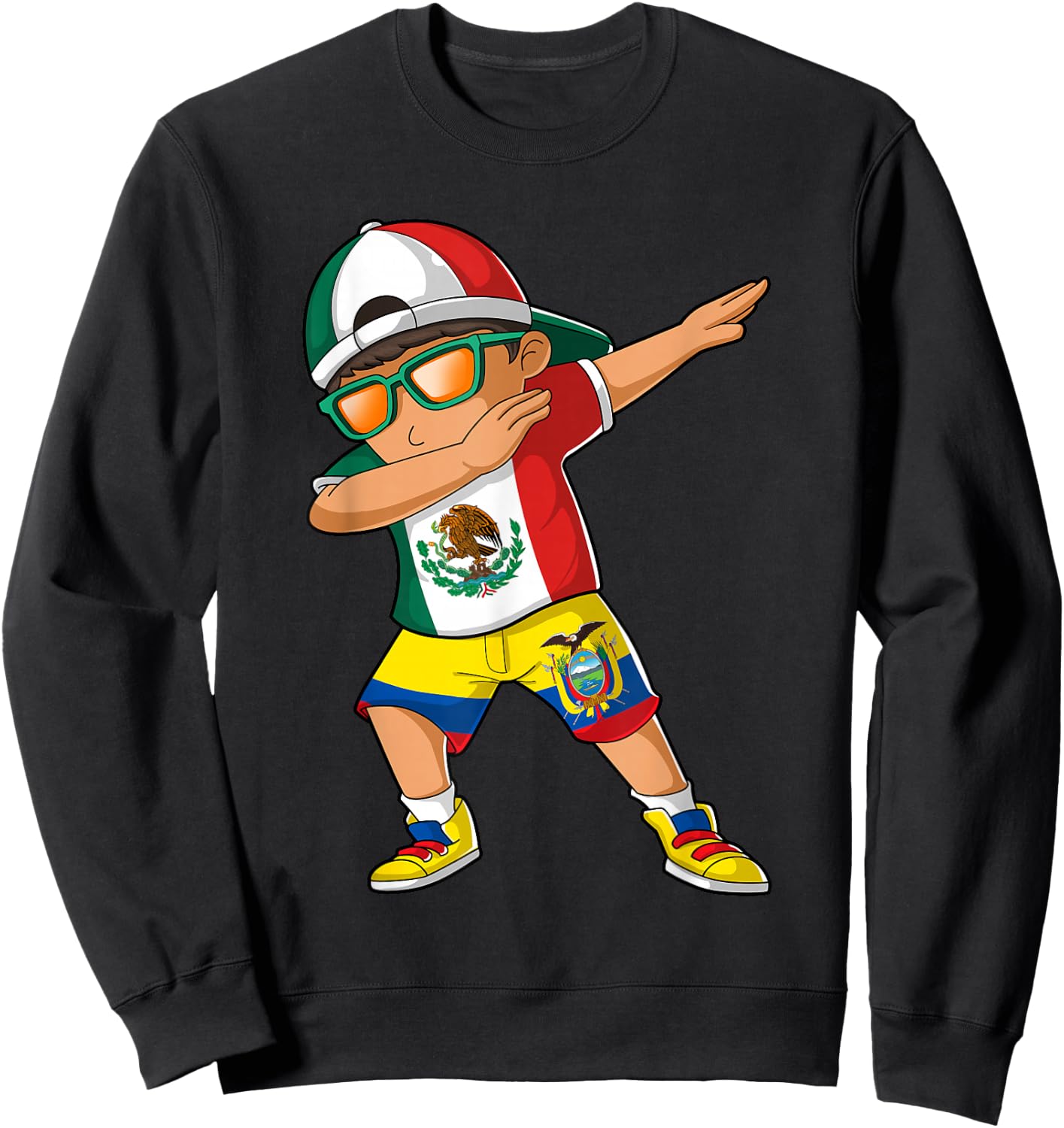 Half Mexican Half Ecuadorian Boy Mexico Ecuador Flag Sweatshirt - Sweatshirt | Black