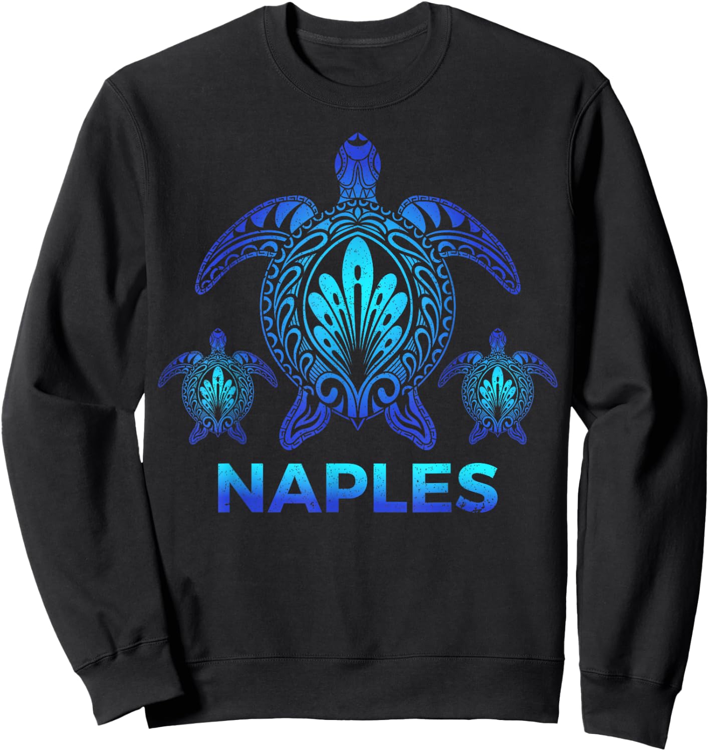 Vintage Naples Florida FL Ocean Blue Sea Turtle Souvenirs Sweatshirt - Sweatshirt | Black