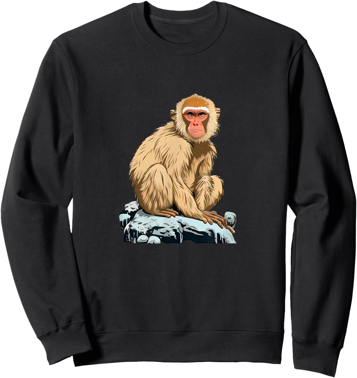 Funny cute japanese Monkey loves Snow Sweatshirt - Sweatshirt | Black