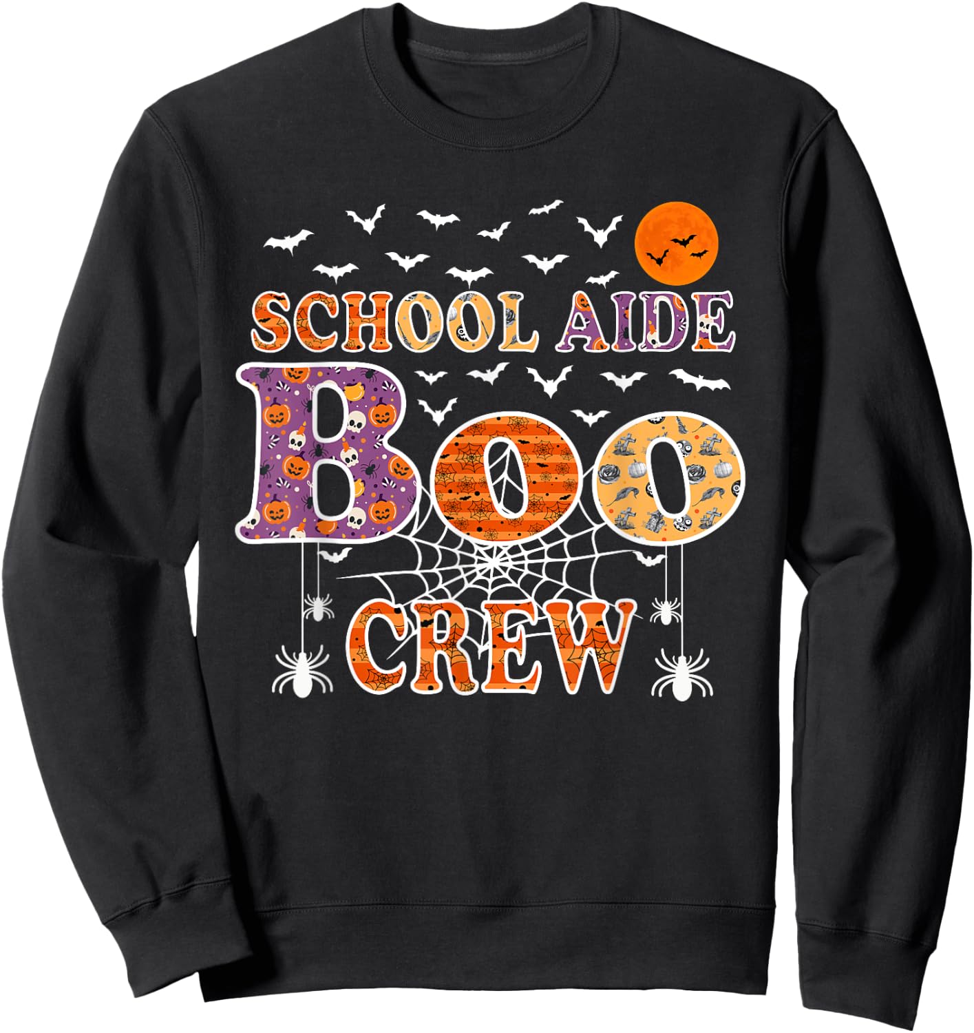 School Aide Boo Crew Shirt Funny Halloween Teacher Sweatshirt - Sweatshirt | Black