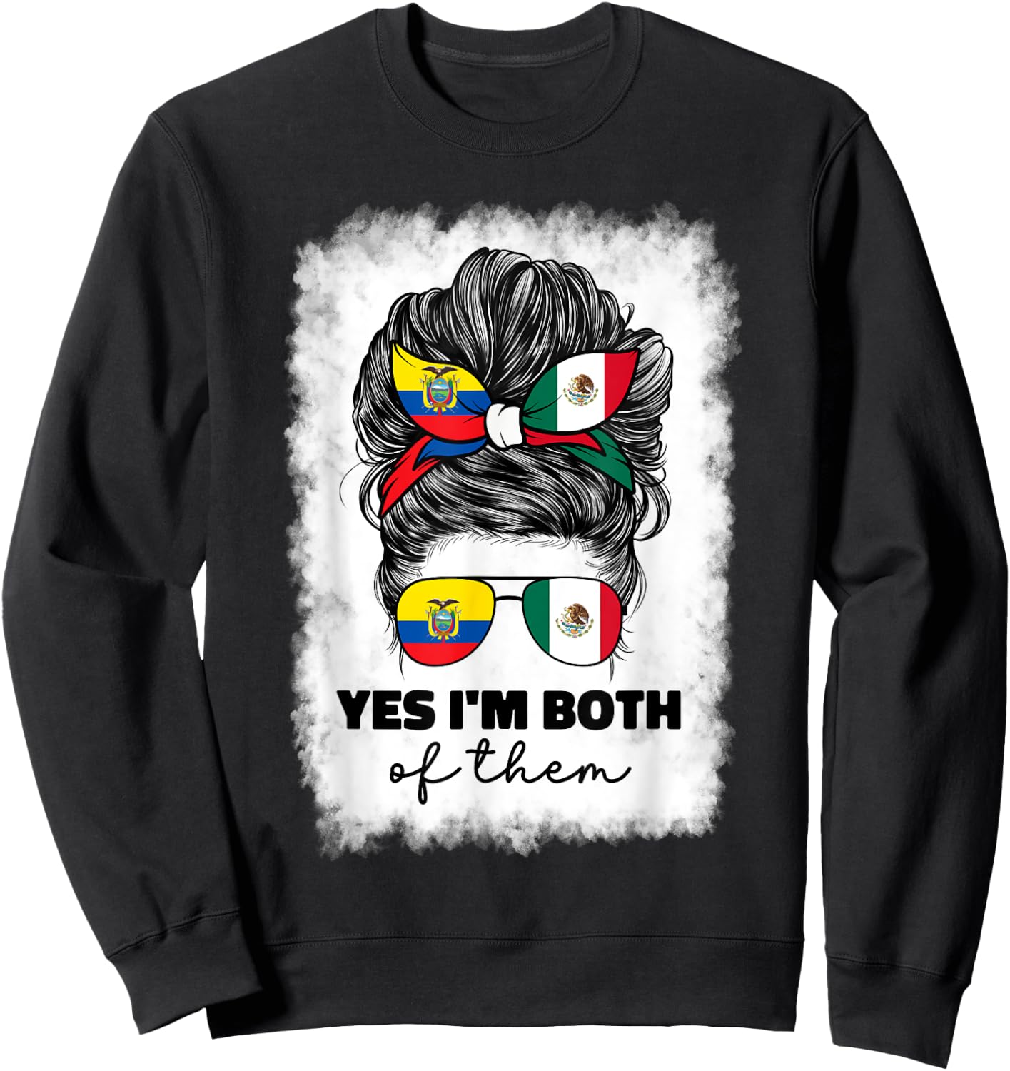 Half Mexican And Ecuadorian Mexico Ecuador Flag Girl Women Sweatshirt - Sweatshirt | Black