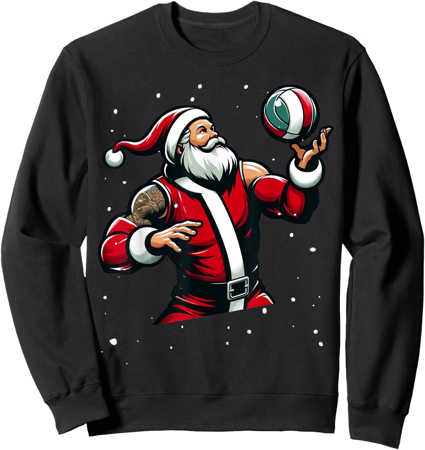 Christmas Sports, Santa Plays Volleyball Xmas Women Men Kids Sweatshirt - Sweatshirt | Black