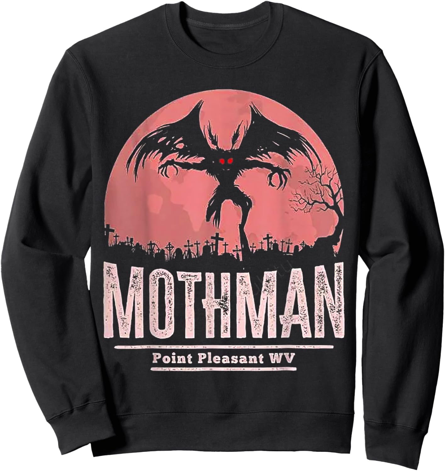 Funny Mothman Cryptid Point Pleasant WV - Kids Black Cotton Blend Classic Fit Short Sleeve - Small Sweatshirt - Sweatshirt | Black