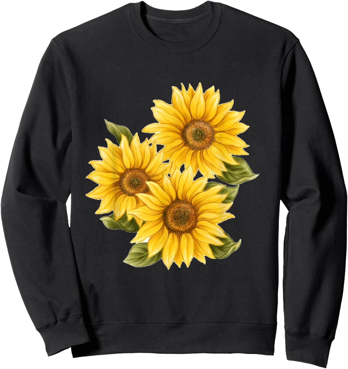 Yellow Sunflower Floral Watercolor Positivity Cute Painting Sweatshirt - Sweatshirt | Black