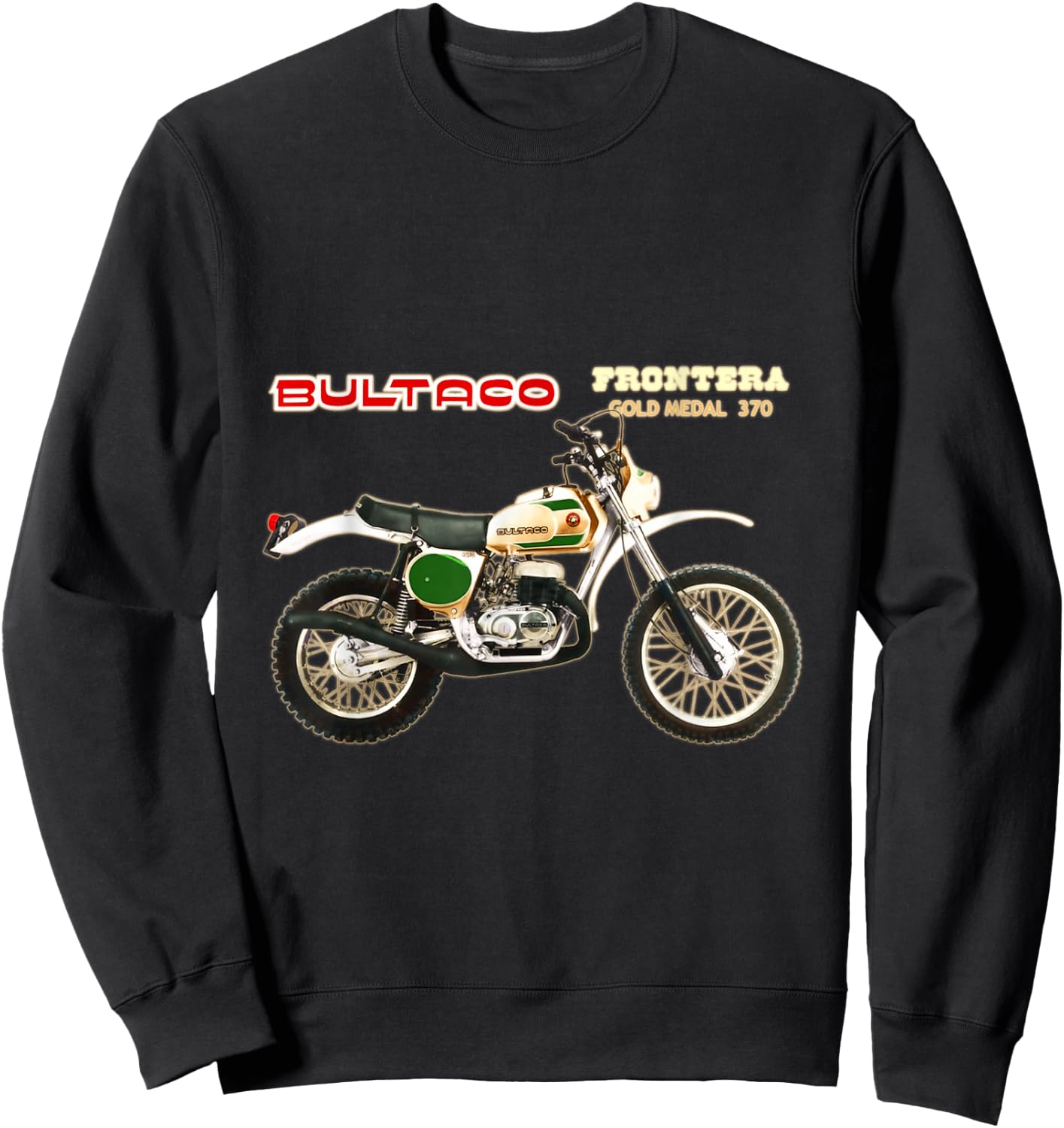 Classic Bultaco Motorcycle Frontera Gold Medal 350 Biker Sweatshirt - Sweatshirt | Black