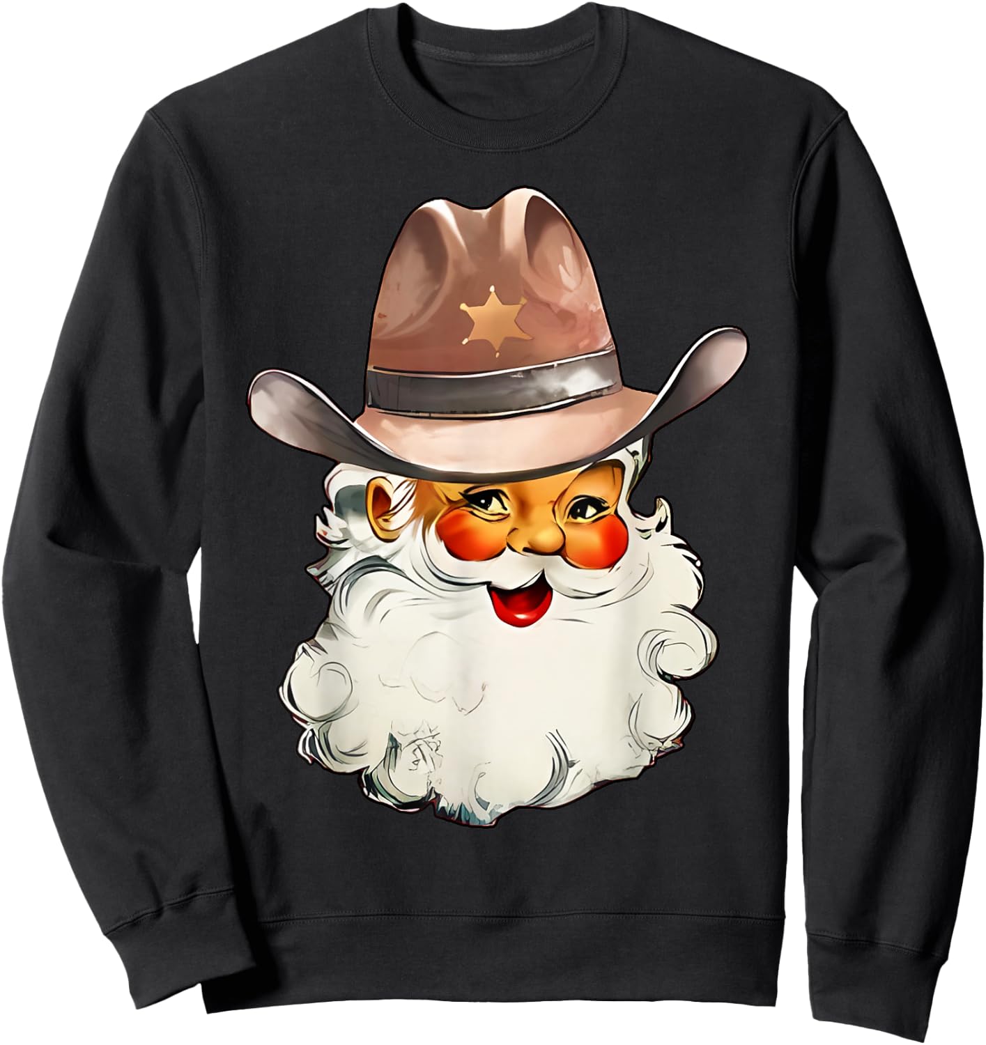 Santa Cowboy Cowgirl Western Howdy Christmas Sweatshirt - Sweatshirt | Black