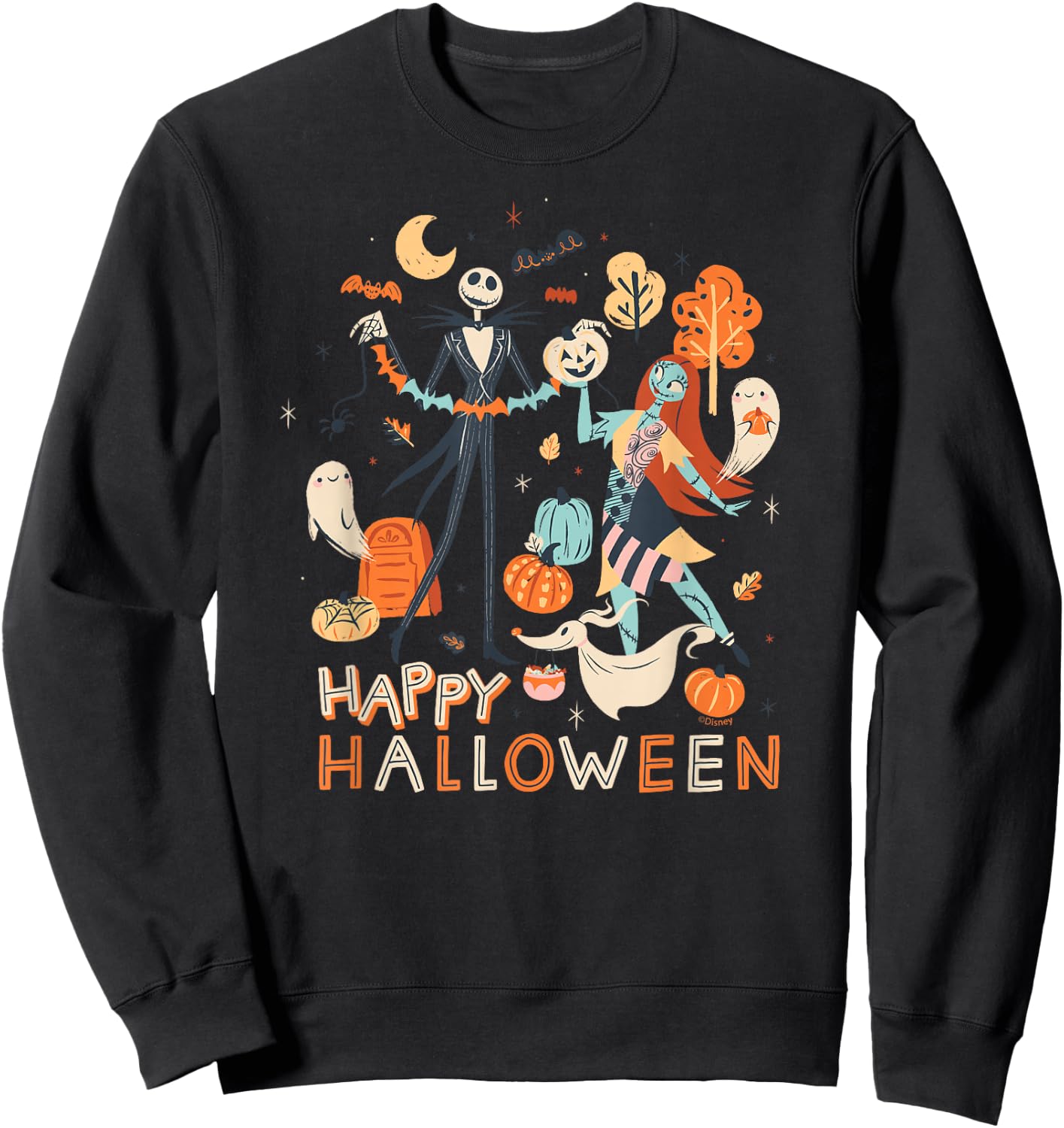 Disney The Nightmare Before Christmas Jack & Sally Halloween Sweatshirt - Sweatshirt | Black