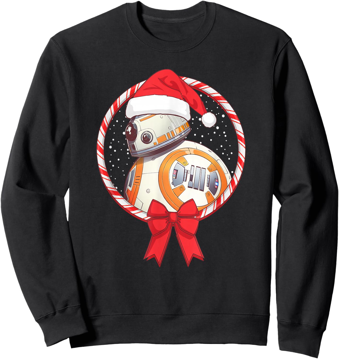 Star Wars Christmas BB-8 Santa Candy Cane Circle Sweatshirt - Sweatshirt | Black