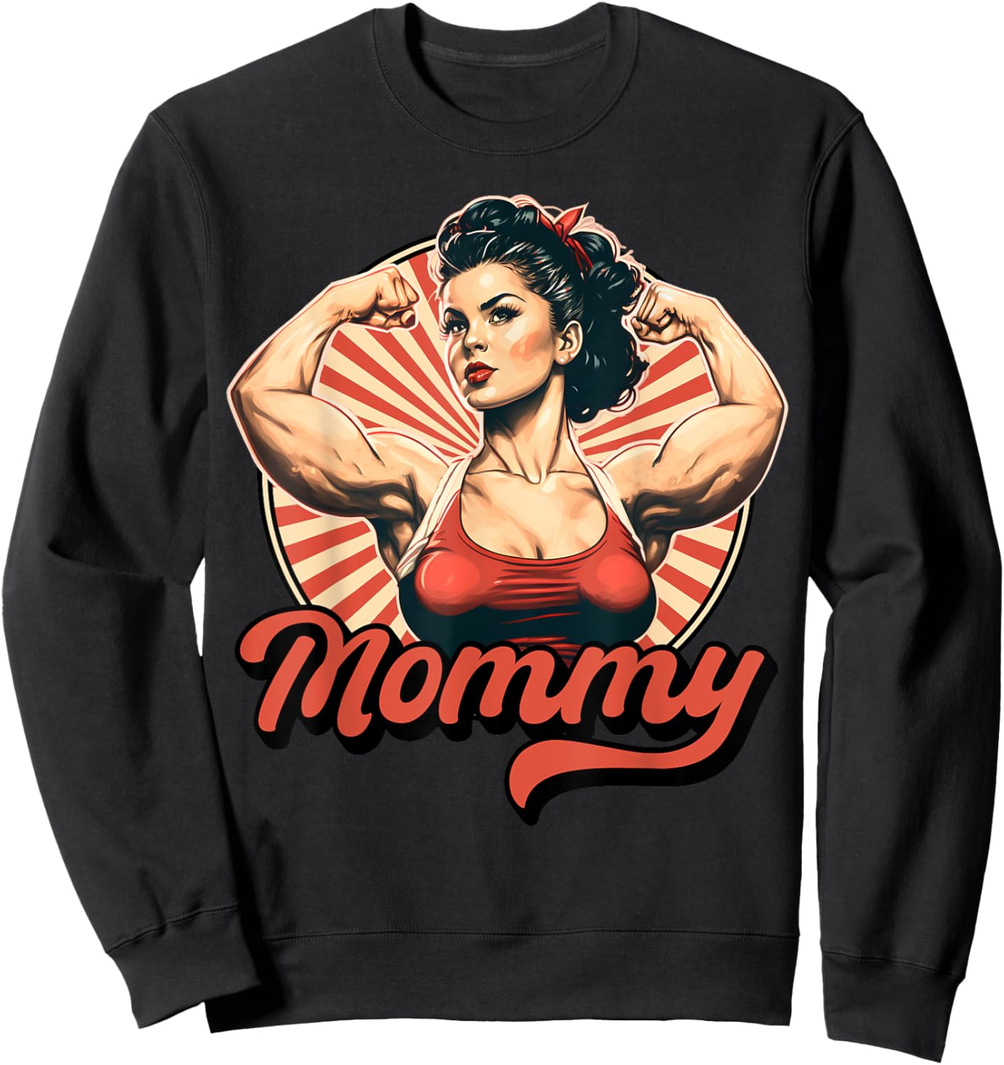 Mommy Retro Weightlifting And Bodybuilding Gym Mom Sweatshirt - Sweatshirt | Black