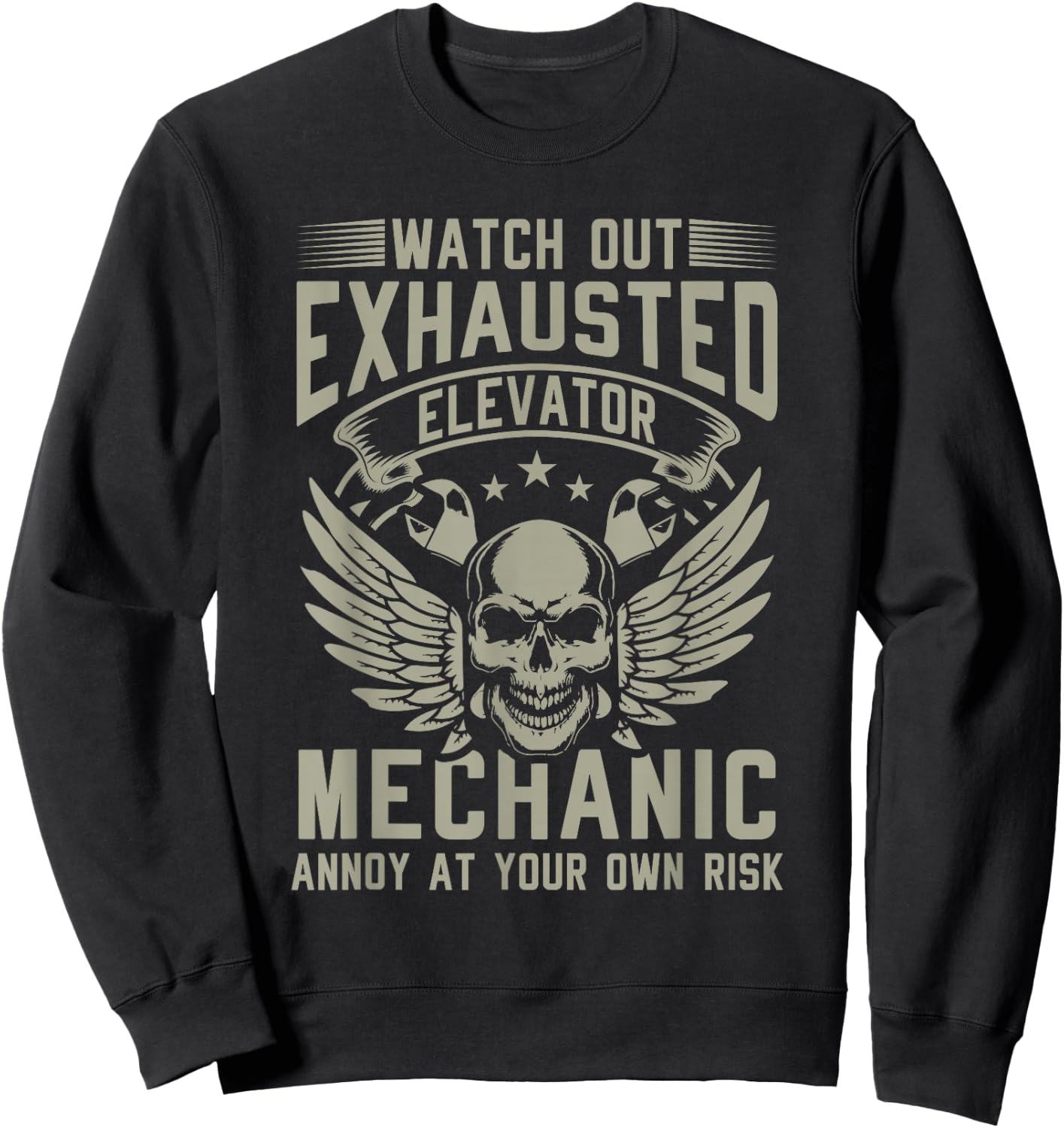 Exhausted Elevator Mechanic Engineer installer Sweatshirt - Sweatshirt | Black