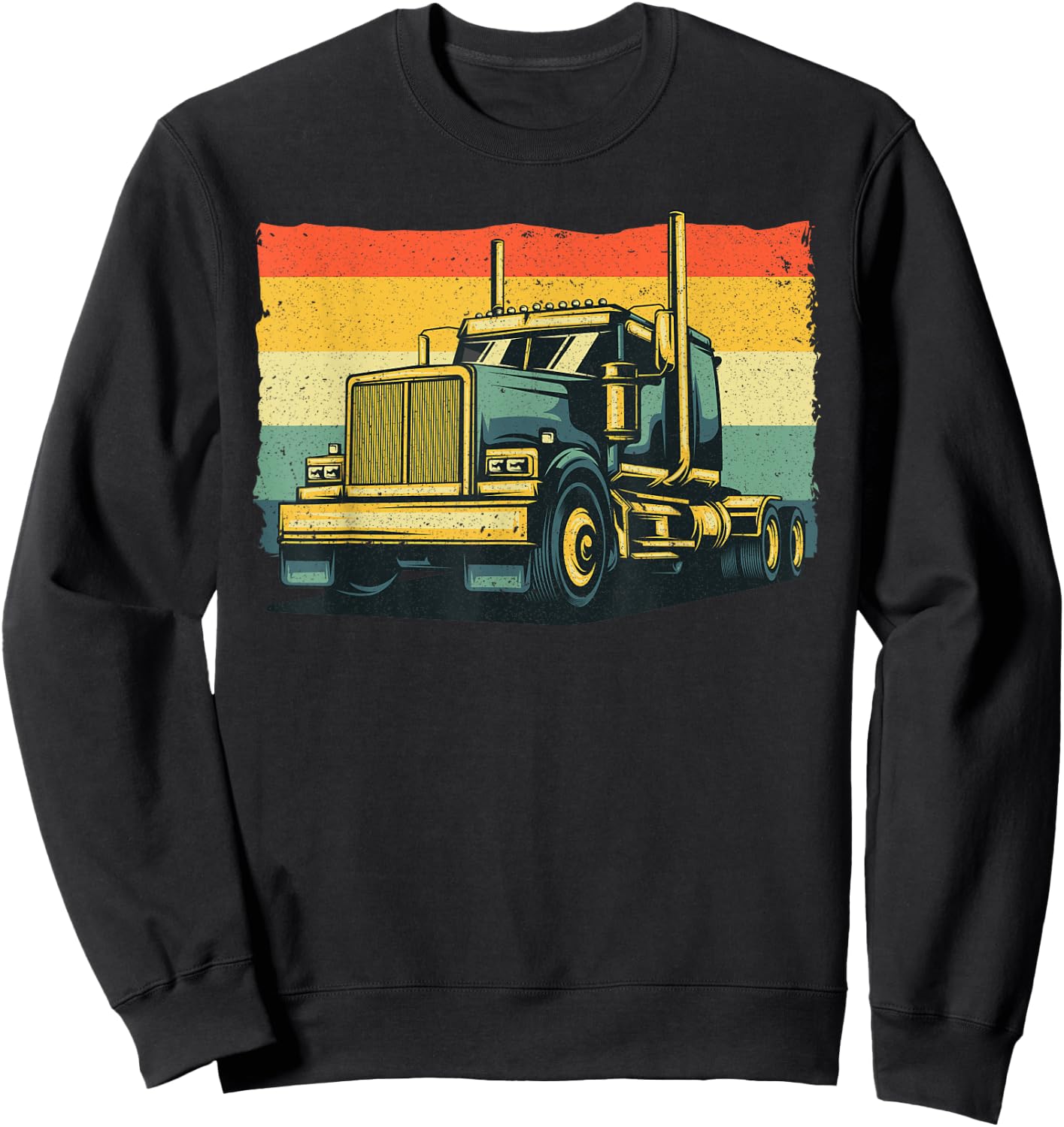 Vintage Trucker Art Women Kids Trucking Truck Lovers Sweatshirt - Sweatshirt | Black