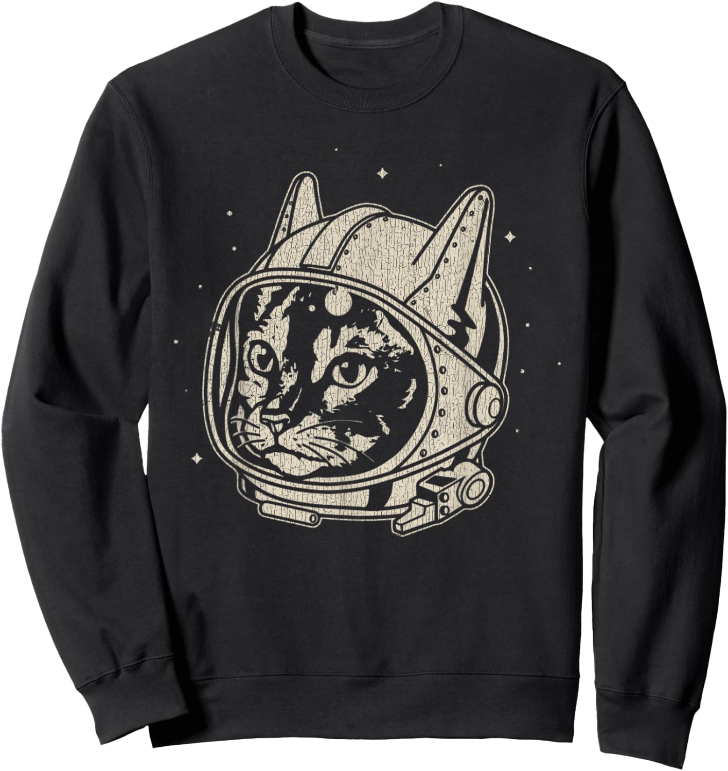 Vintage Astronaut Cute Cat Cat Lover Sweatshirt - Sweatshirt | Black