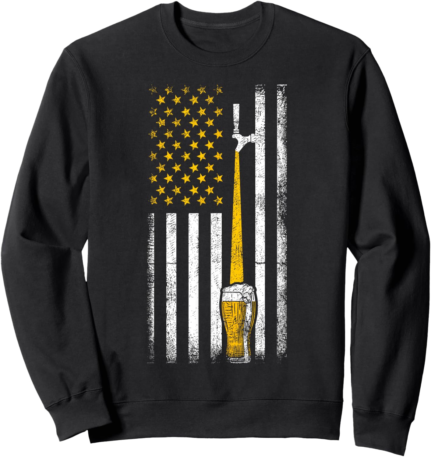 Vintage American Flag Craft Beer Tap Men Sweatshirt - Sweatshirt | Black