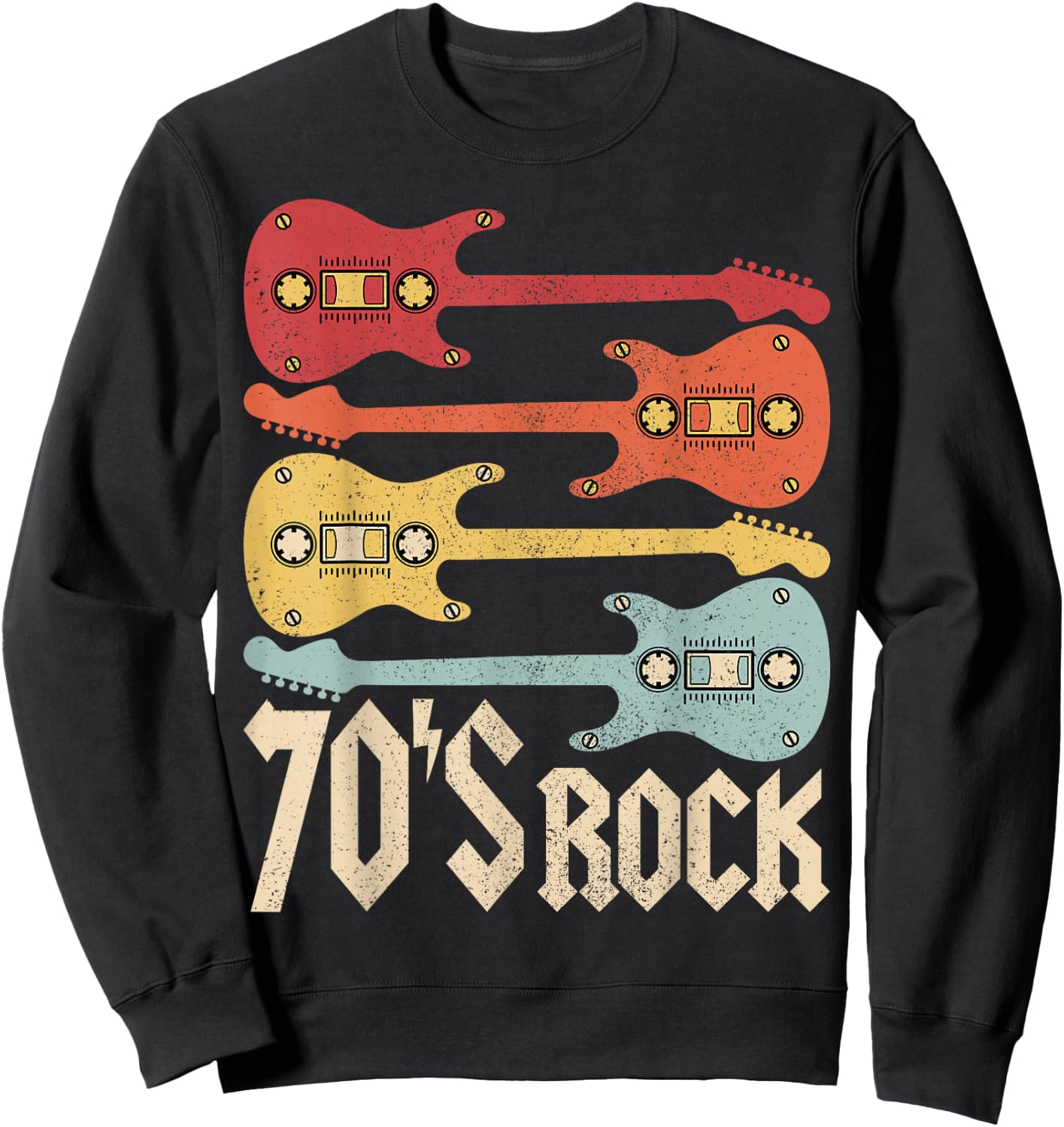 70s Rock Band Guitar Cassette Tape 1970s Vintage 70s Costume Sweatshirt - Sweatshirt | Black