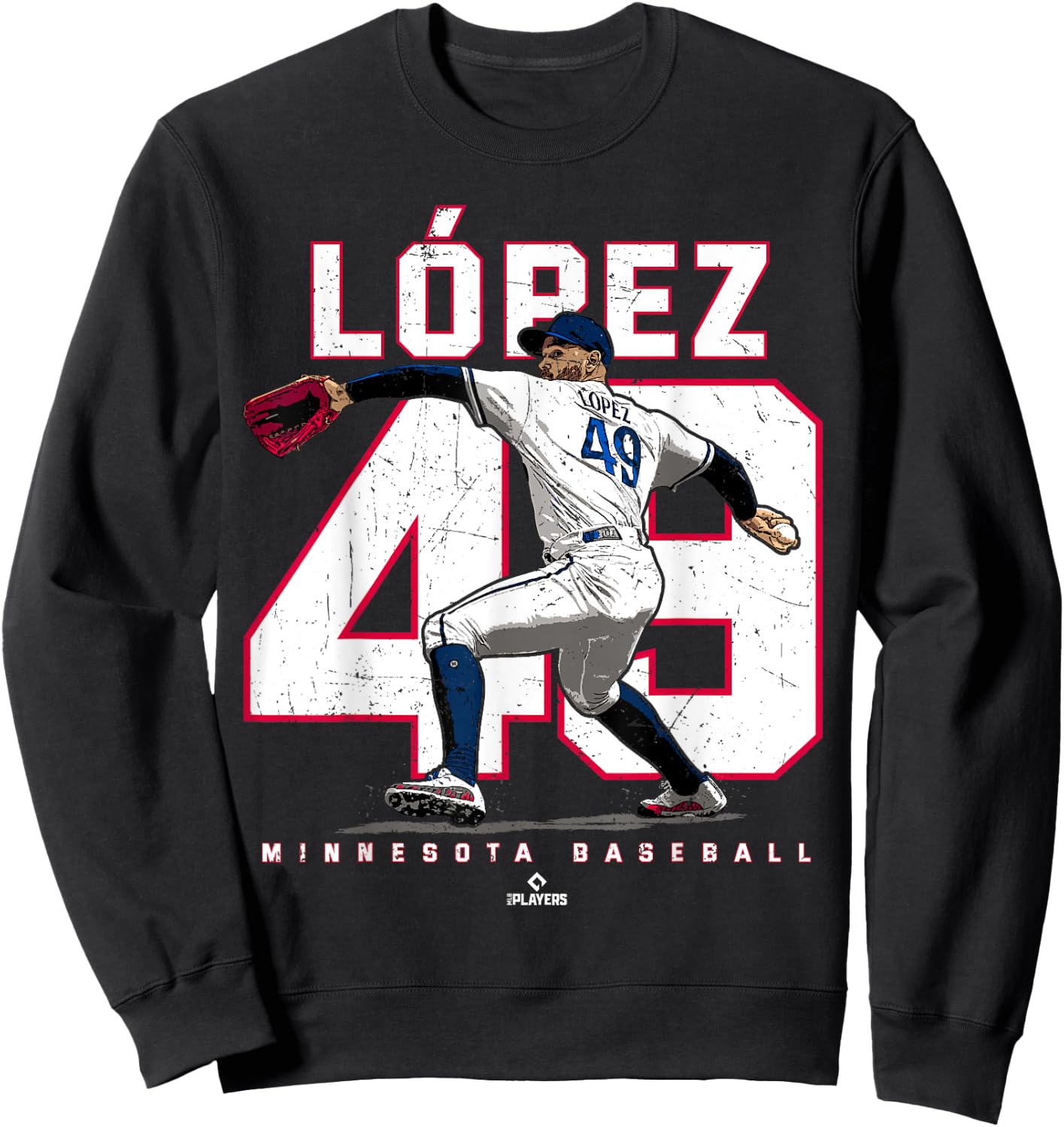 BallPark MVP -Adults Black Small Number and Portrait Pablo Lopez Minnesota MLBPA Sweatshirt - Sweatshirt | Black