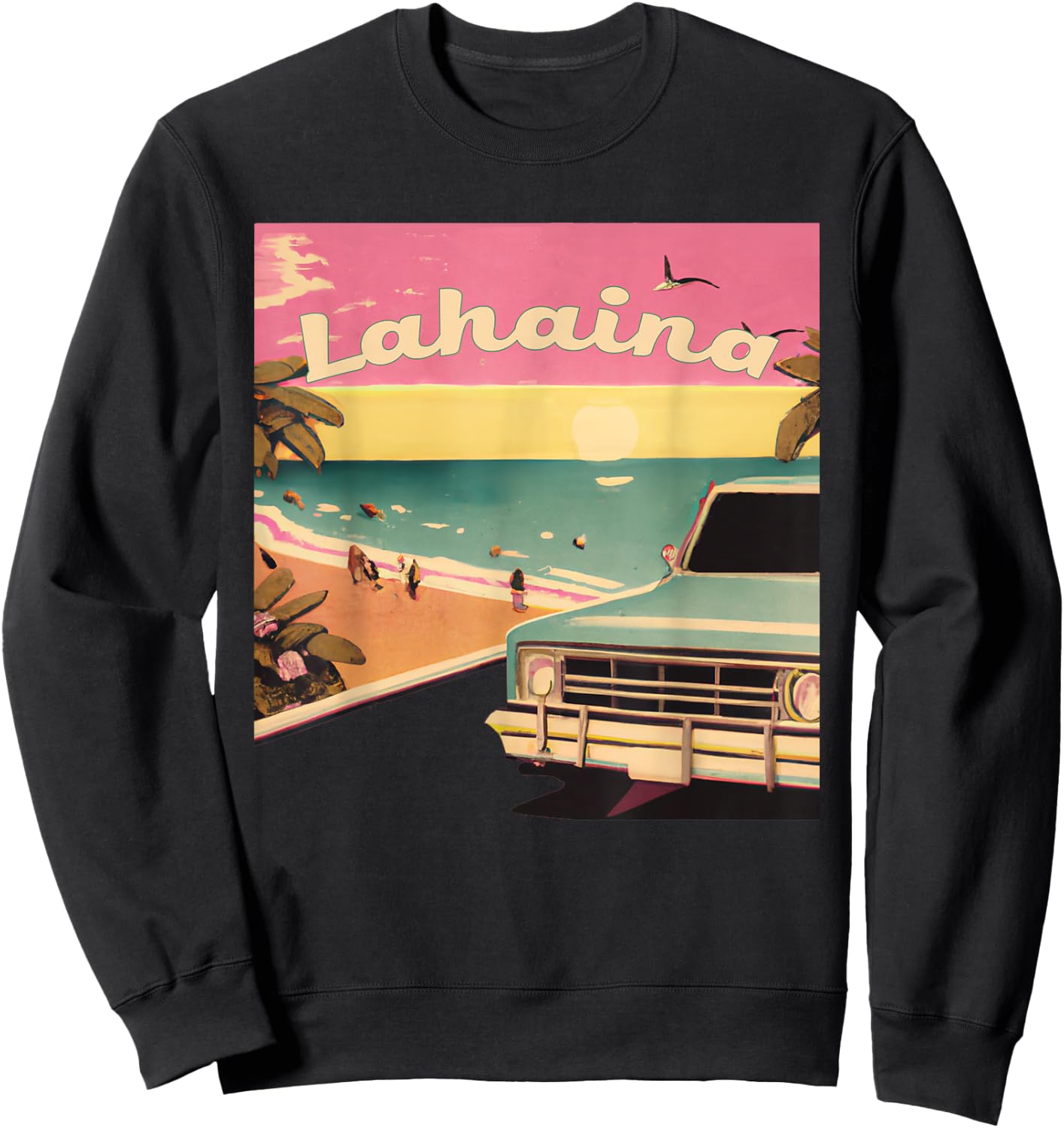 Lahaina Retro Beach Vacation Souvenir Lahaina Surf Women Kids Sweatshirt - Sweatshirt | Black