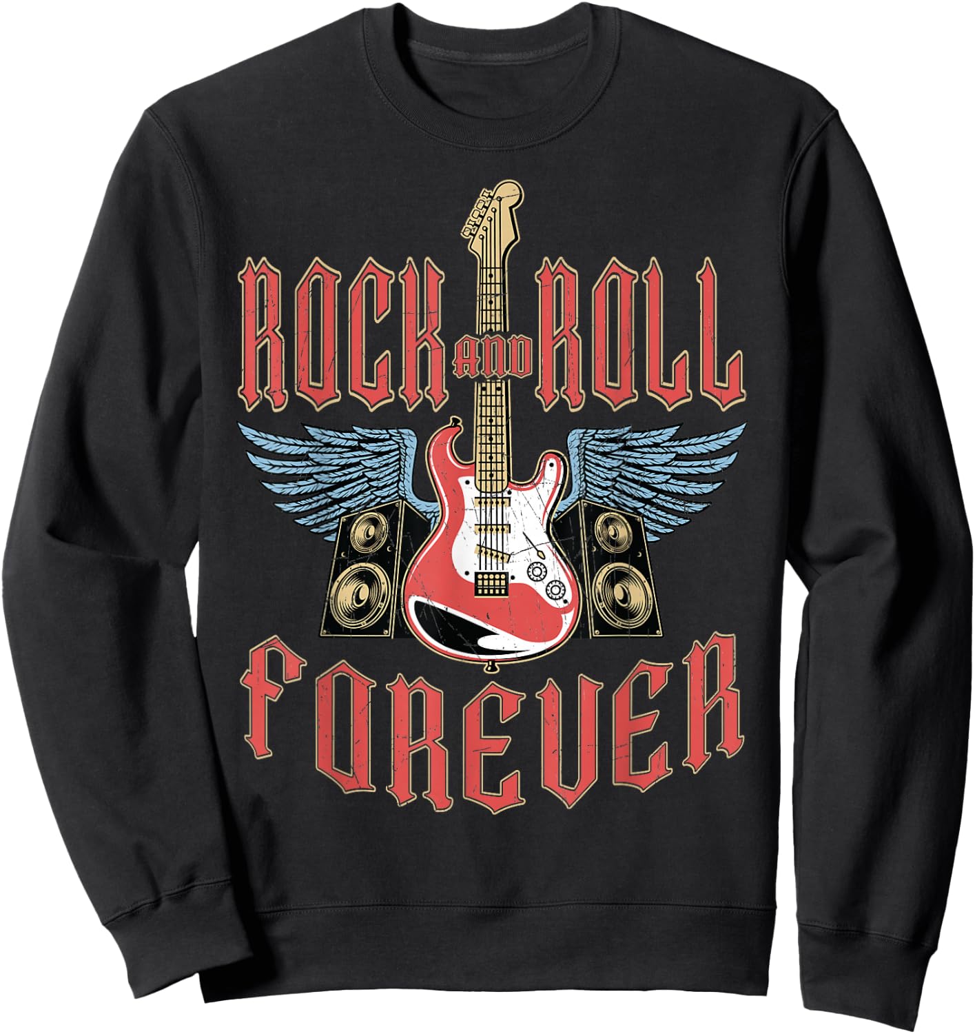 Rock and Roll Guitar Vintage ROCK Music Sweatshirt - Sweatshirt | Black