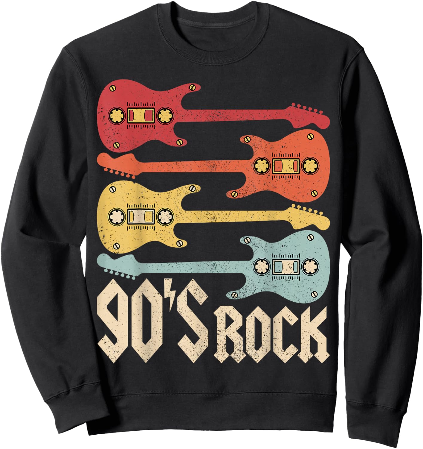 90s Rock Band Guitar Cassette Tape 1990s Vintage 90s Costume Sweatshirt - Sweatshirt | Black