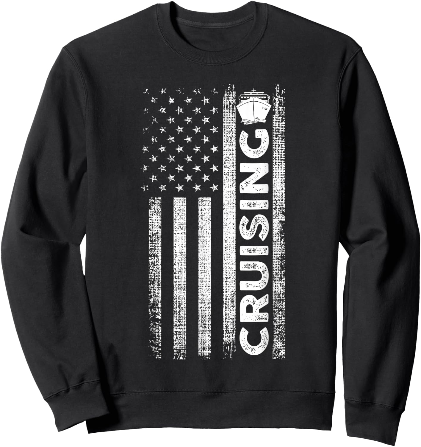 Cruise Ship Captain American Flag Cruising Sweatshirt - Sweatshirt | Black