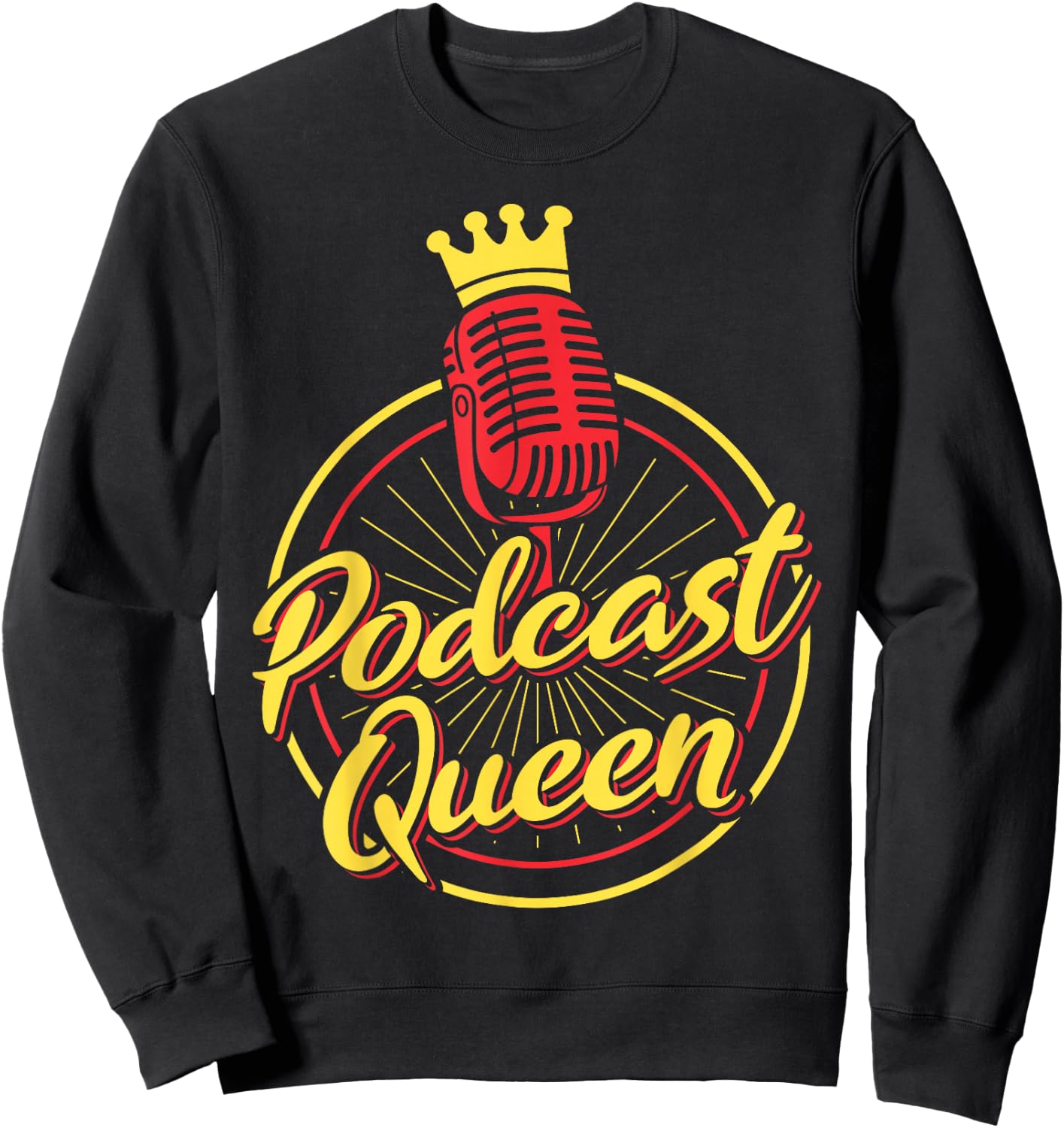 Podcasting Radio Streaming Vintage Podcast Queen Sweatshirt - Sweatshirt | Black