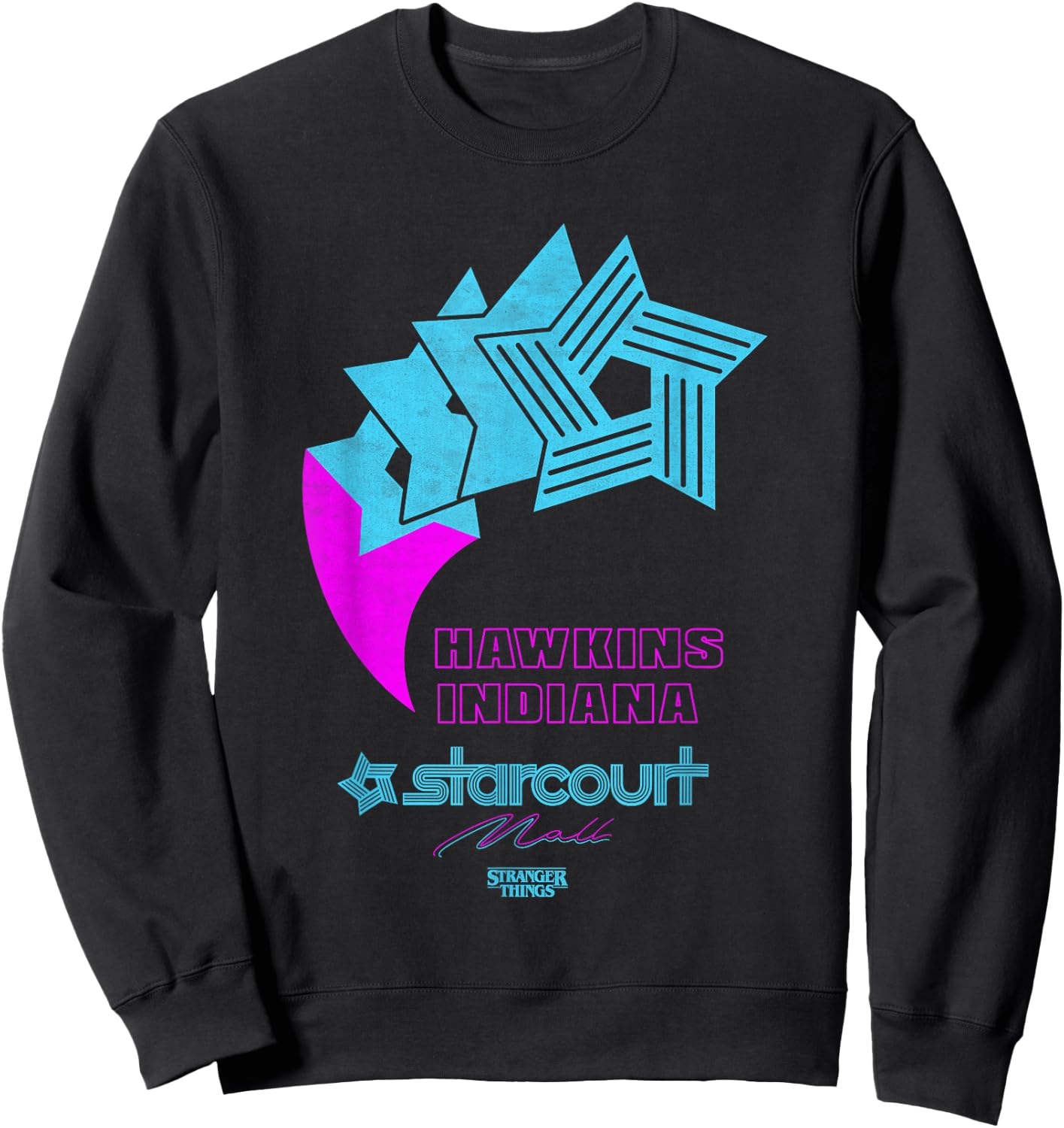 Stranger Things Hawkins Indiana Starcourt Mall Retro Logo Sweatshirt - Sweatshirt | Black