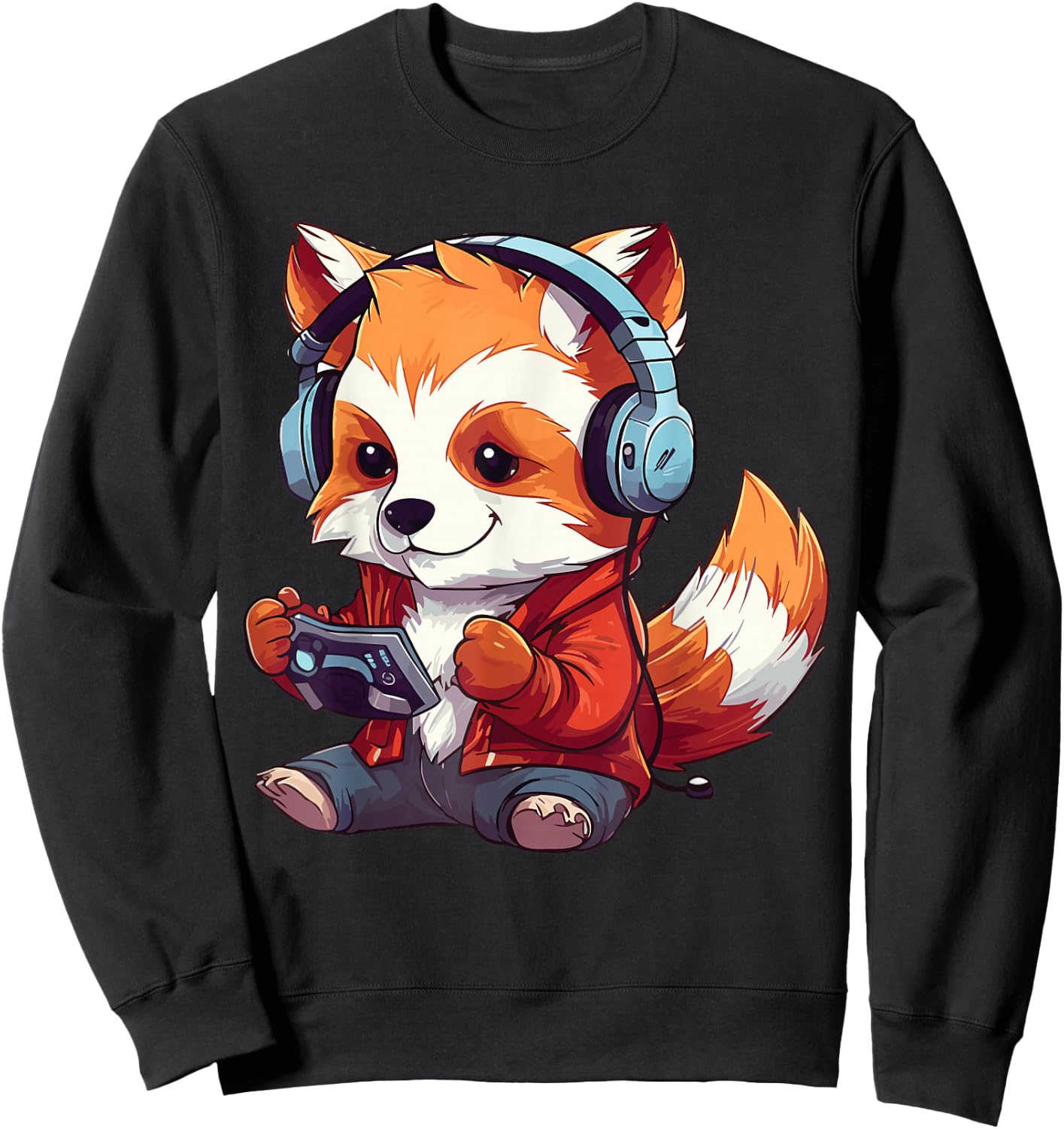 Cute Red Panda Gamer Funny Gaming Red Panda Lover Sweatshirt - Sweatshirt | Black