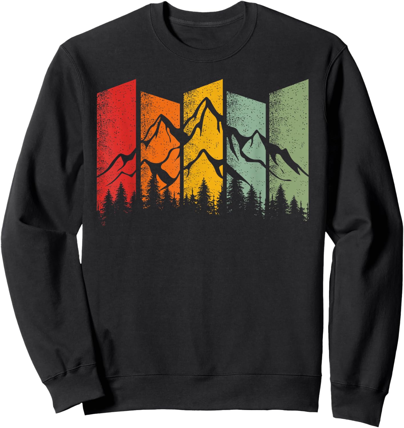 Vintage Wildlife Trees Mountain Outdoor Nature Retro Forest Sweatshirt - Sweatshirt | Black