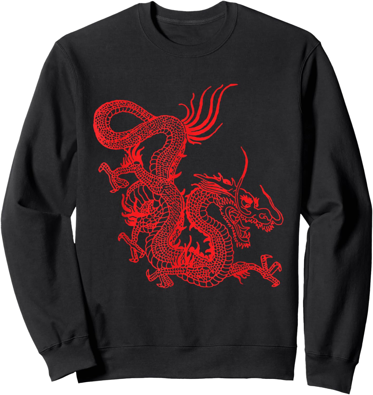 Vintage Red Chinese Dragon 80s, Traditional Asian Gift Sweatshirt - Sweatshirt | Black