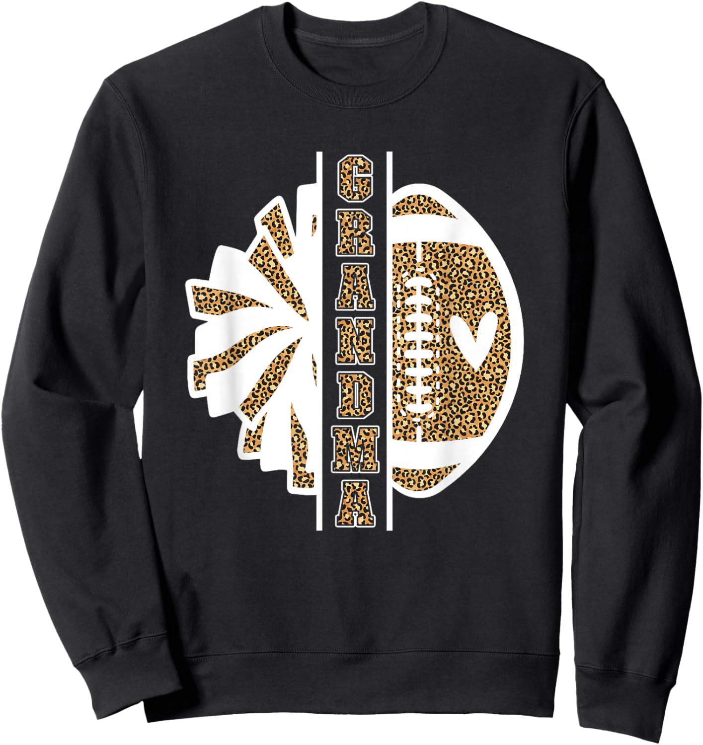 Grandma Of A Football Player & Cheerleader Grandma Leopard Sweatshirt - Sweatshirt | Black