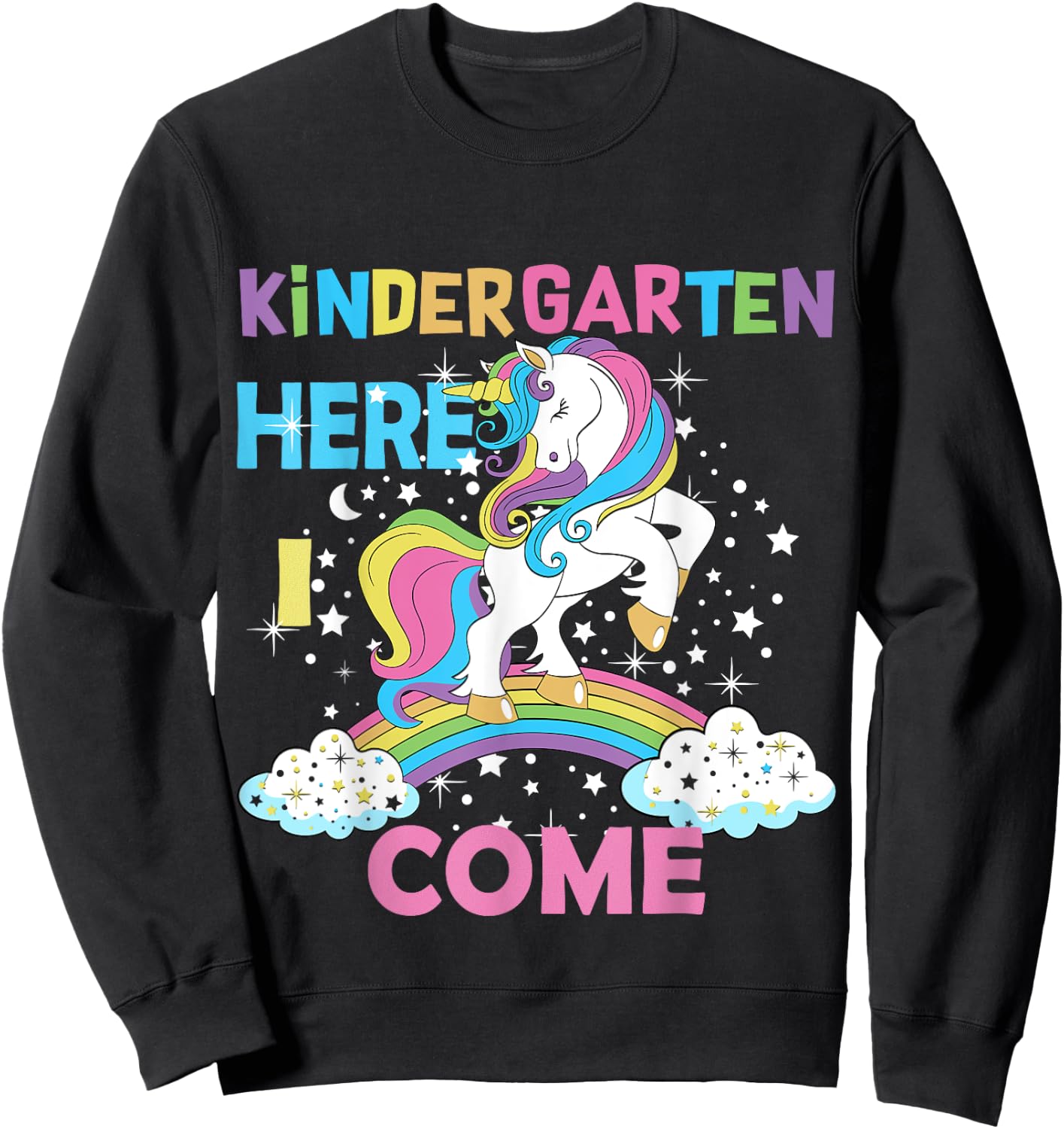 Unicorn Kindergarten Here I come School Kindergarten Girl Sweatshirt - Sweatshirt | Black