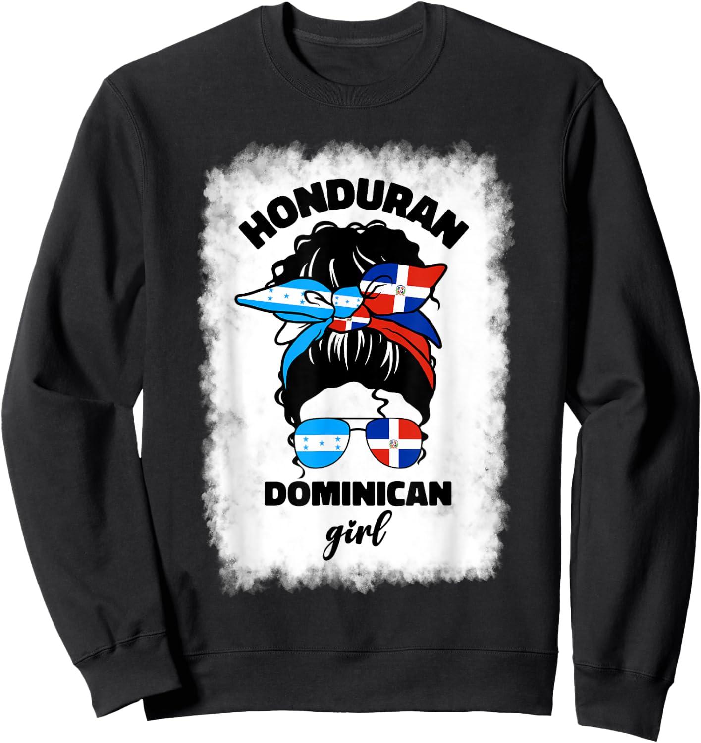 Half Dominican And Honduran Honduras Dominica Flag Girl Mix Sweatshirt - Sweatshirt | Black