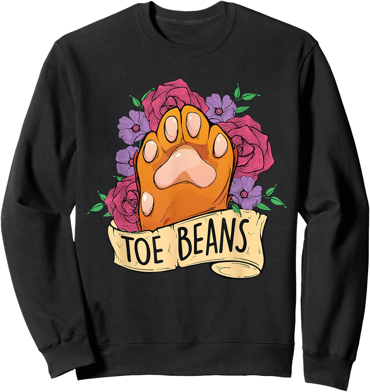 Toe Beans - Retro Paws Cat Owner Animal Lover Veterinarian Women Kids Sweatshirt - Sweatshirt | Black