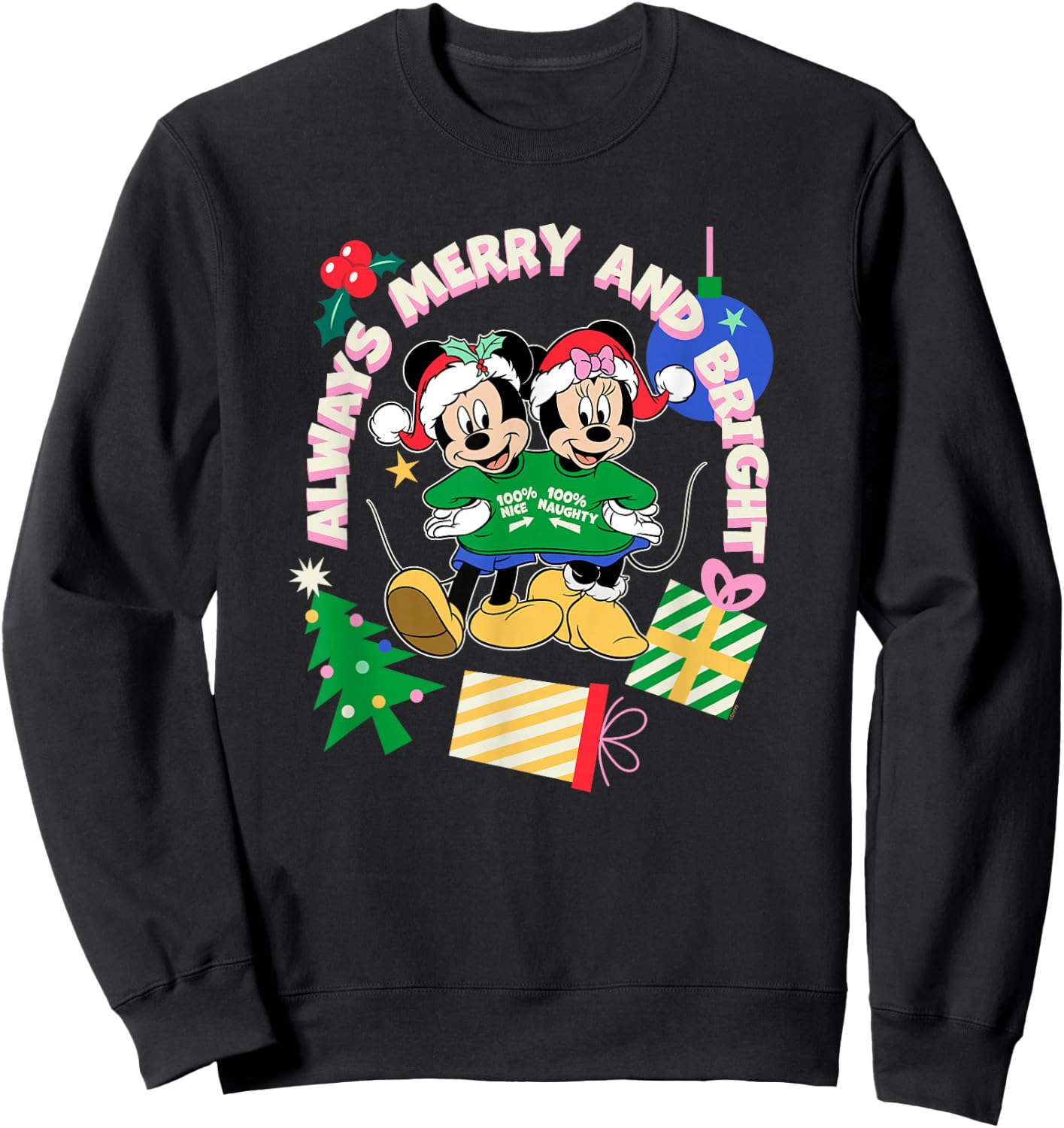 Disney Mickey & Minnie Christmas Always Merry & Bright Sweatshirt - Sweatshirt | Black