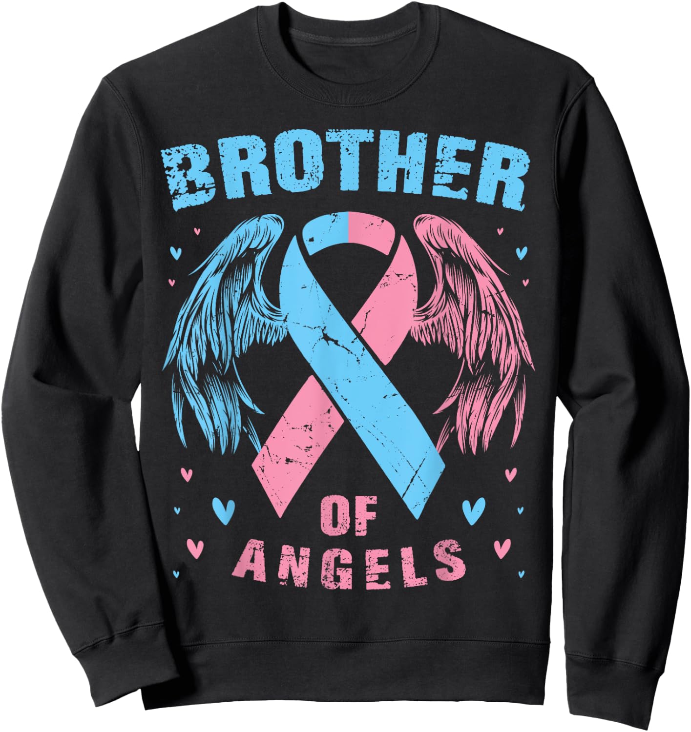 Brother of Angels Pregnancy Miscarriage Child Loss Pink Blue Sweatshirt - Sweatshirt | Black