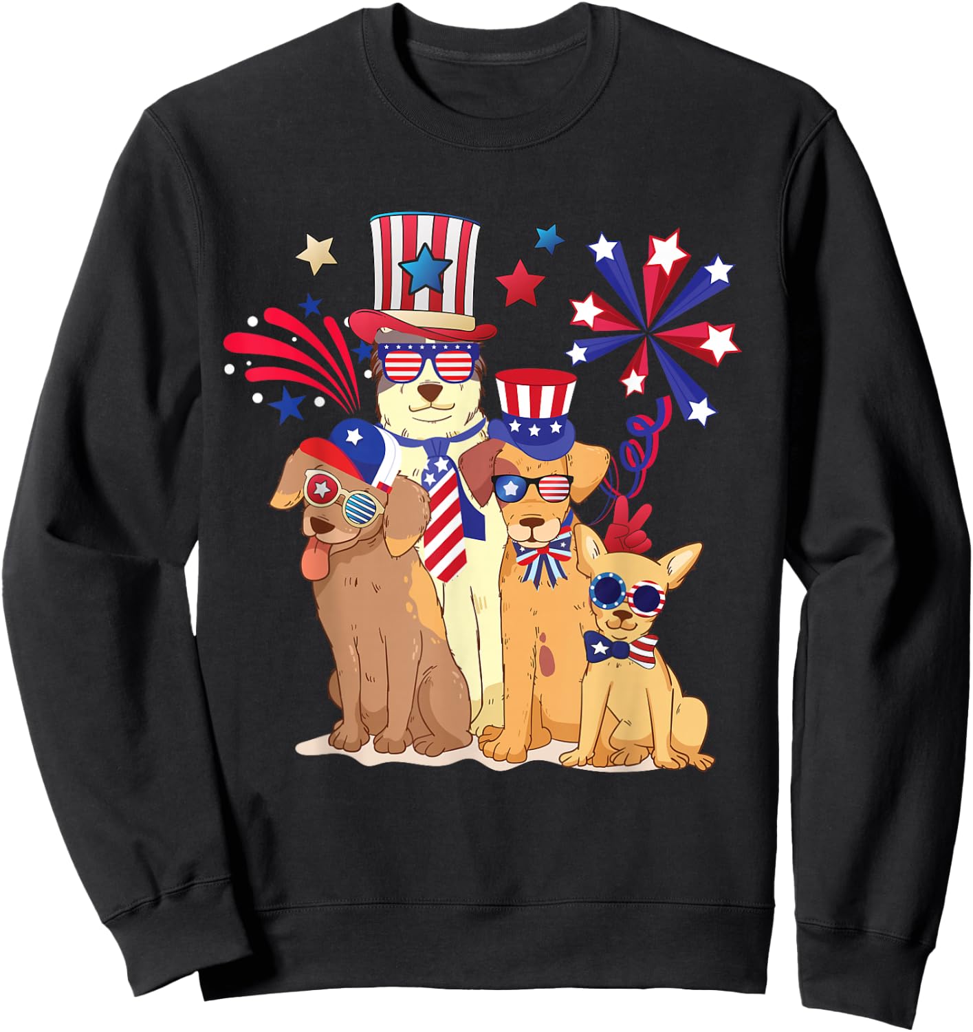 Patriotic Dog 4th Of July Funny Dogs Lovers for Pet Owners Sweatshirt - Sweatshirt | Black