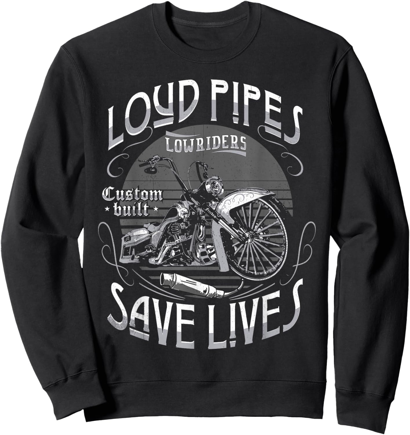 Lowriders Motorcycle Biker Custom Chicano Vintage Mexican Sweatshirt - Sweatshirt | Black