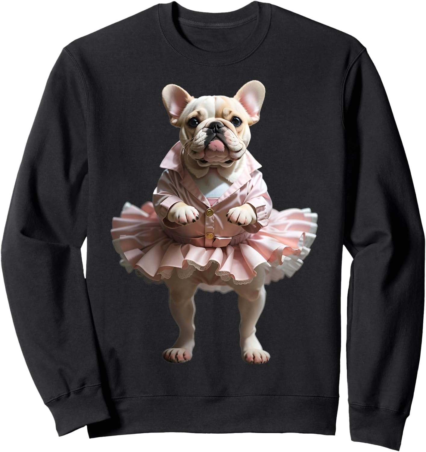 French Bulldog Ballet Funny Dog Owner Pet Tutu Graphic Women Kids Sweatshirt - Sweatshirt | Black
