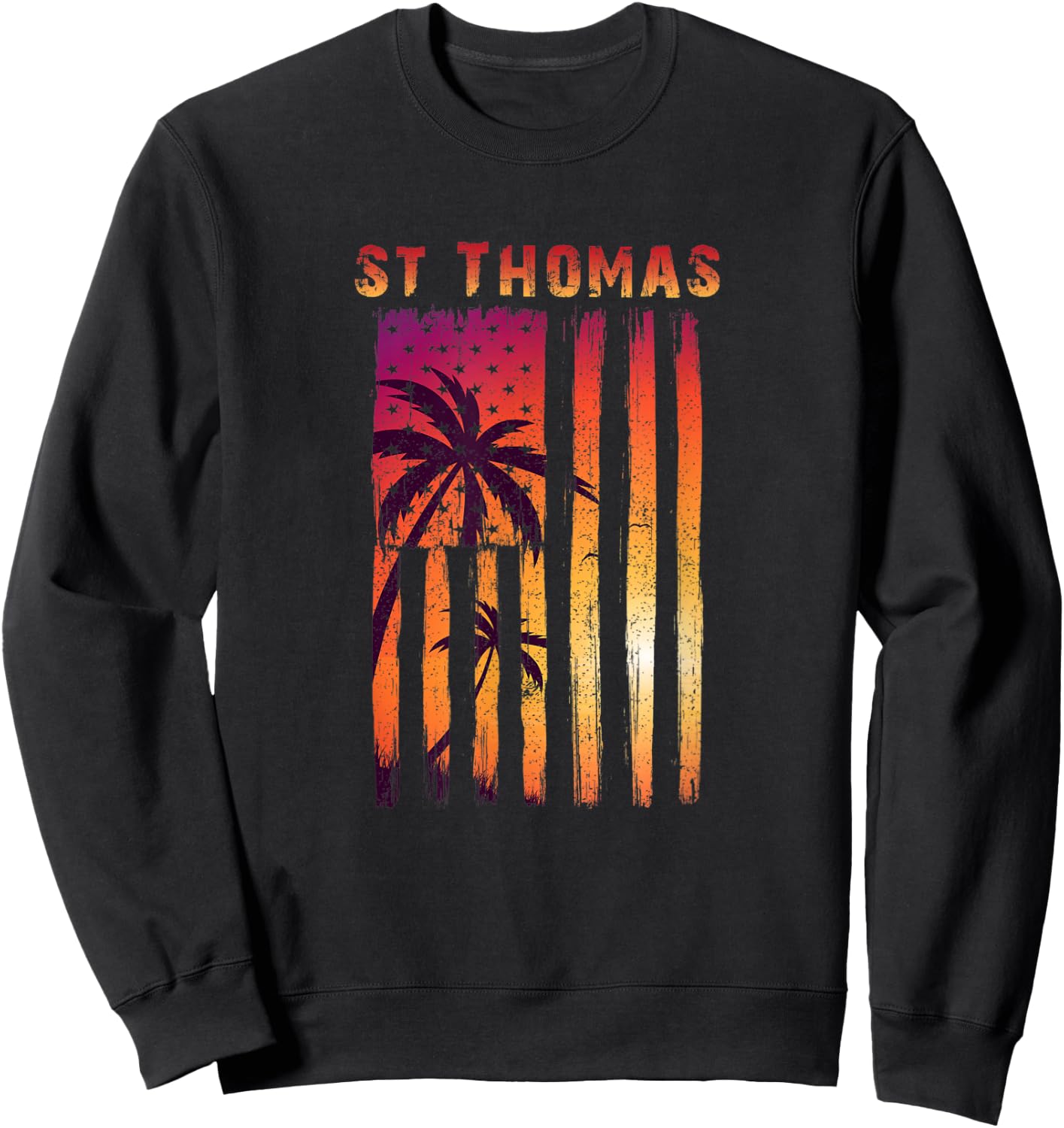 Vintage St. Thomas Patriotic Flag Sweatshirt - Sweatshirt | Black