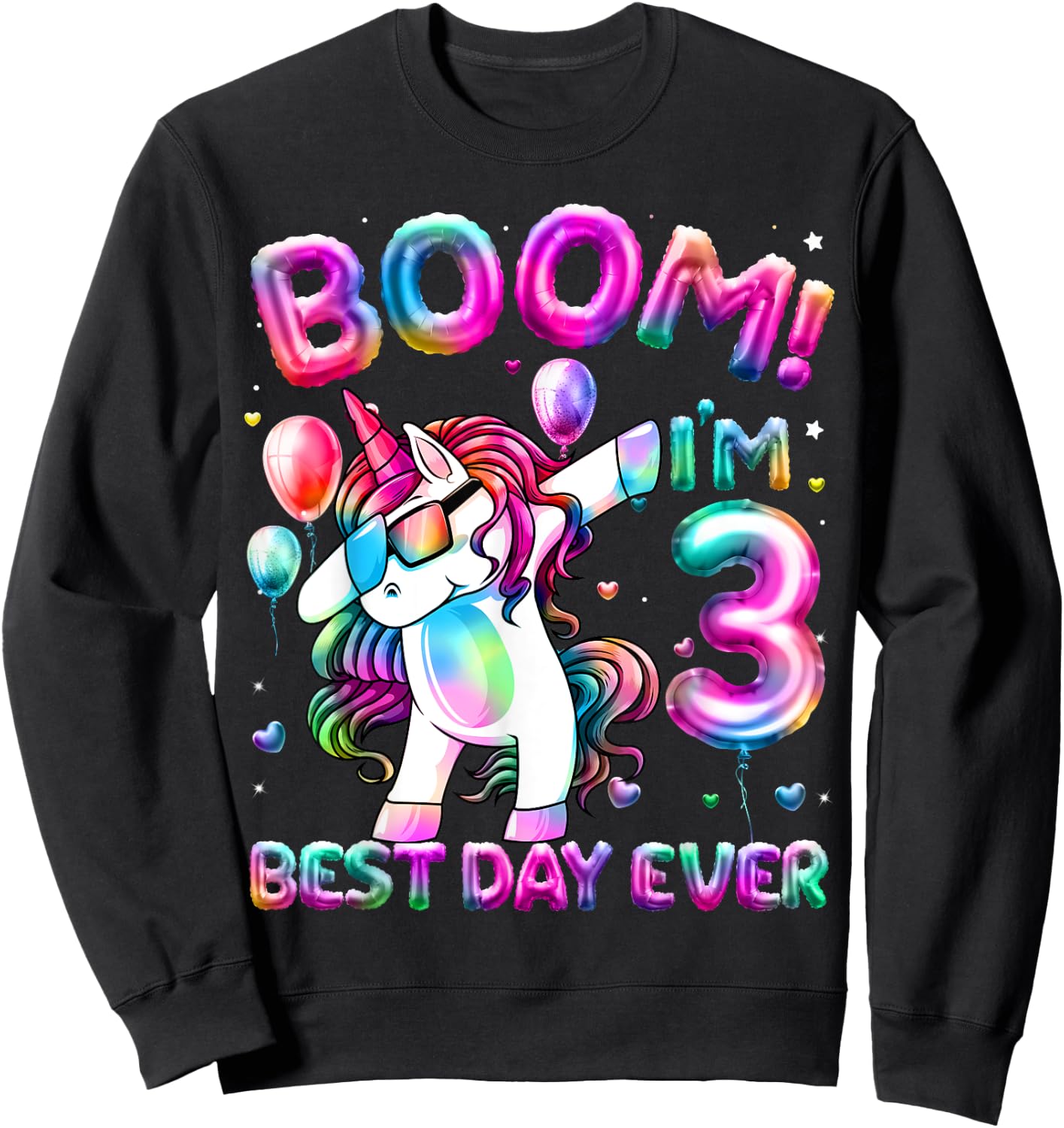 3 Years Old Dabbing Unicorn Gifts 3rd Birthday Girl Party Sweatshirt - Sweatshirt | Black