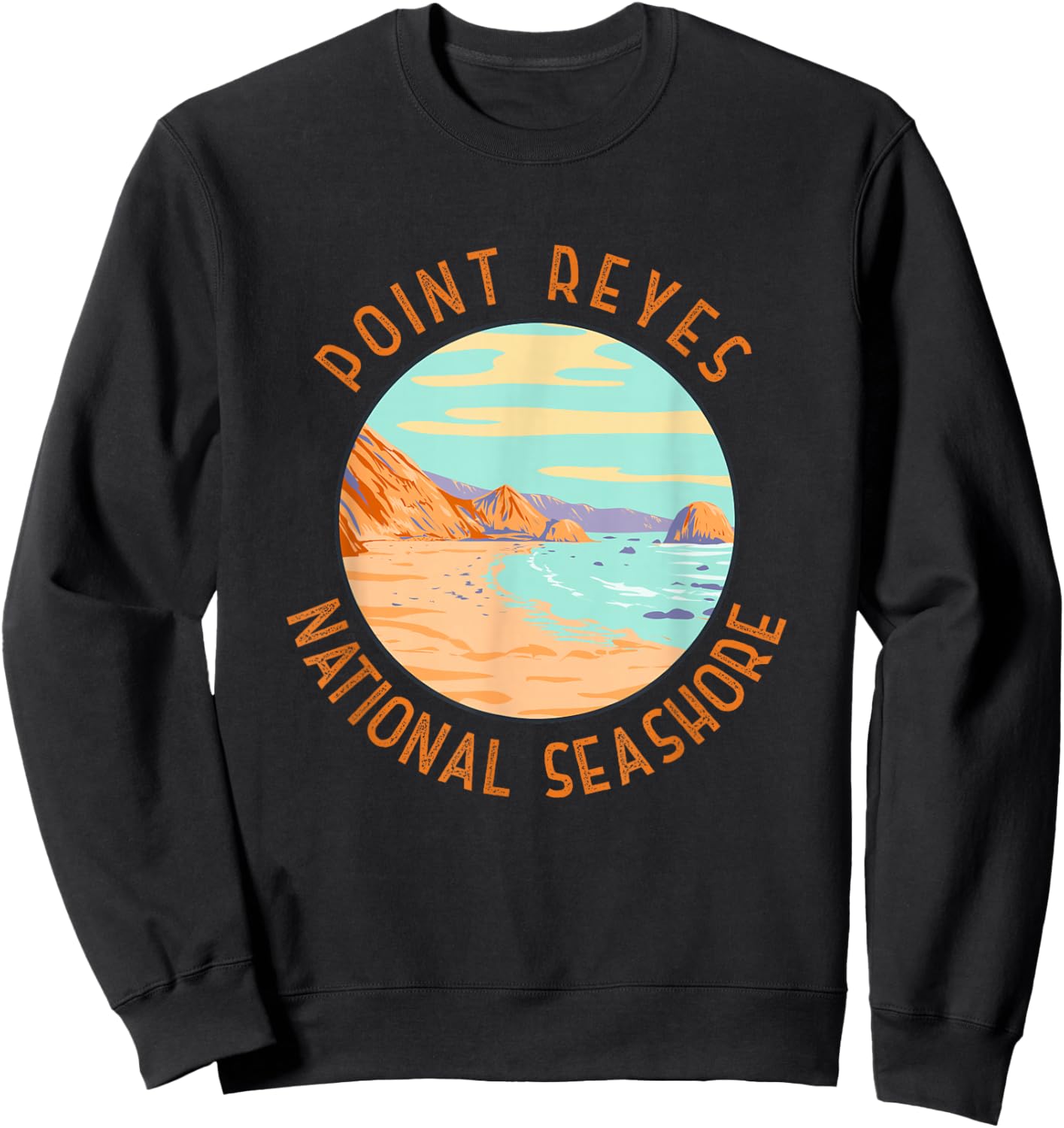 Point Reyes National Seashore Distressed Circle Vintage Sweatshirt - Sweatshirt | Black