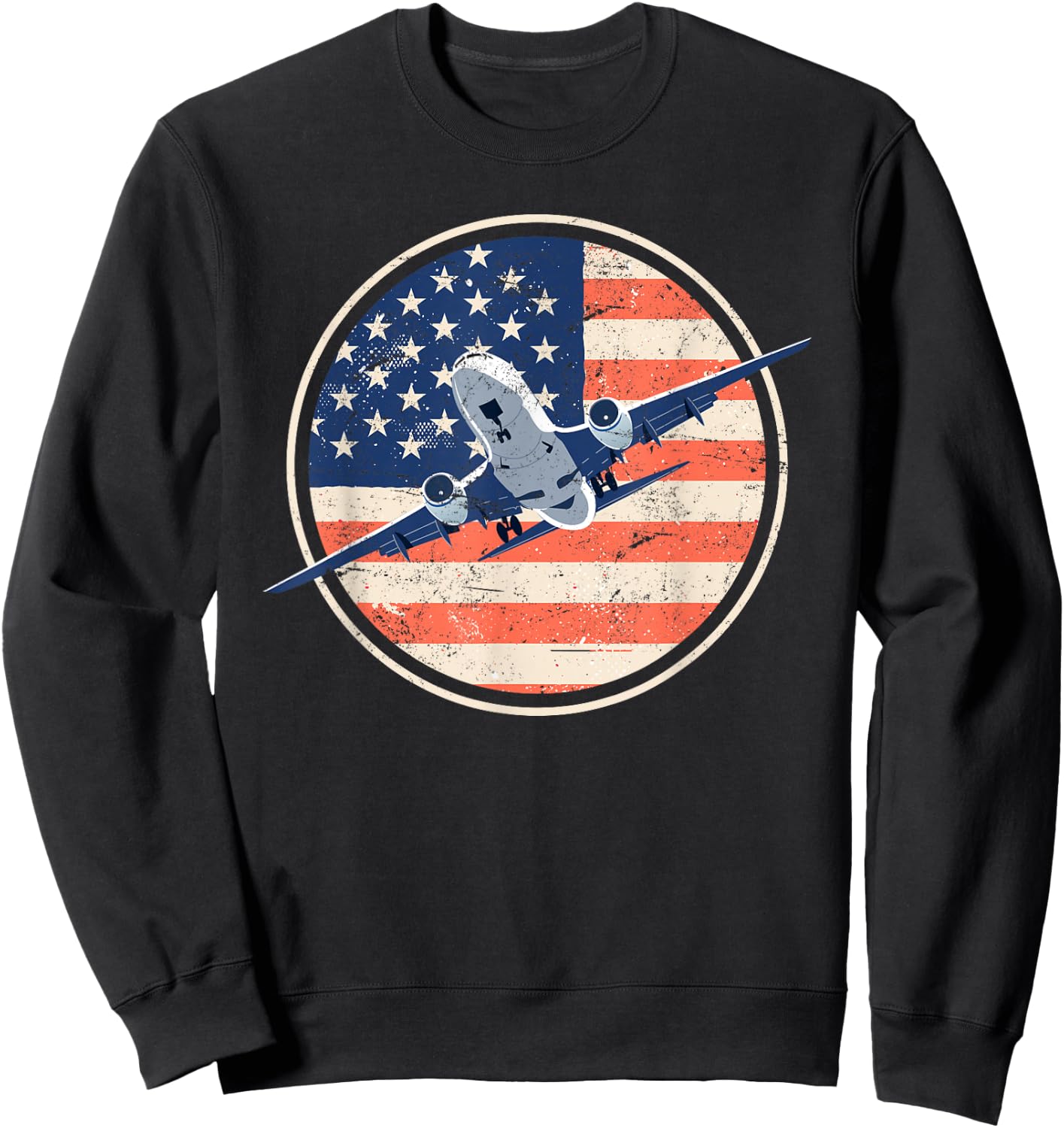 Airline Pilot American Flag Women Men Sweatshirt - Sweatshirt | Black