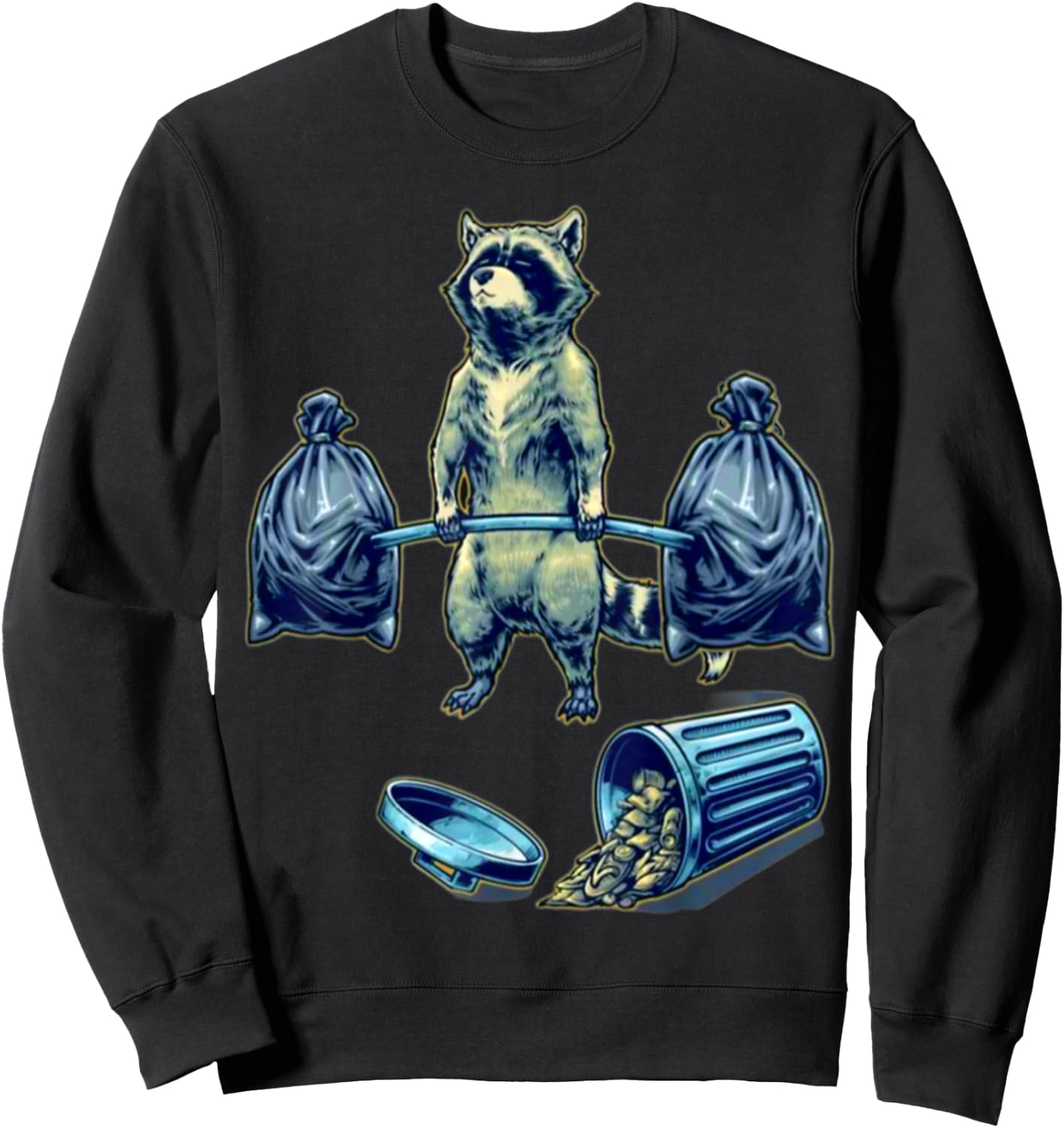 Deadlifting Raccoon Weightlifting Bodybuilding Fitness Gym Sweatshirt - Sweatshirt | Black