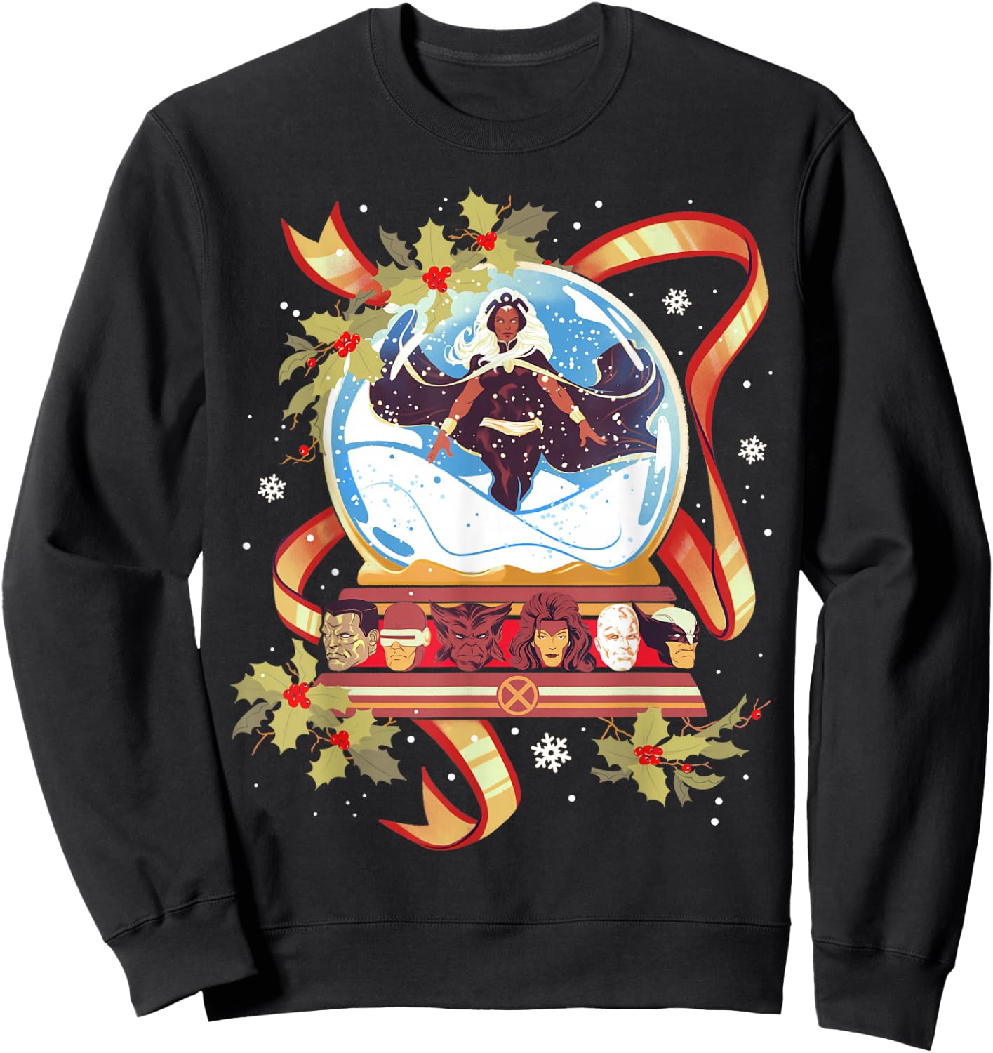 Marvel Storm and the X-Men Christmas Holiday Snow Globe Sweatshirt - Sweatshirt | Black