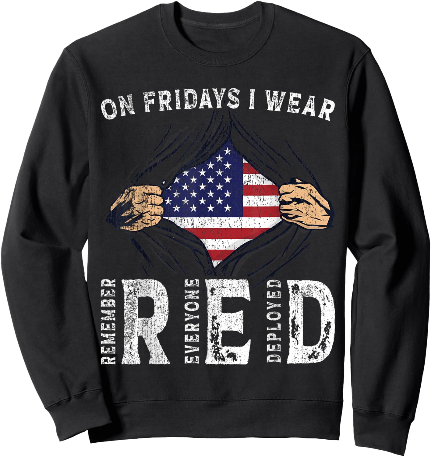 On Fridays I Wear Red USA Support American Troops Sweatshirt - Sweatshirt | Black