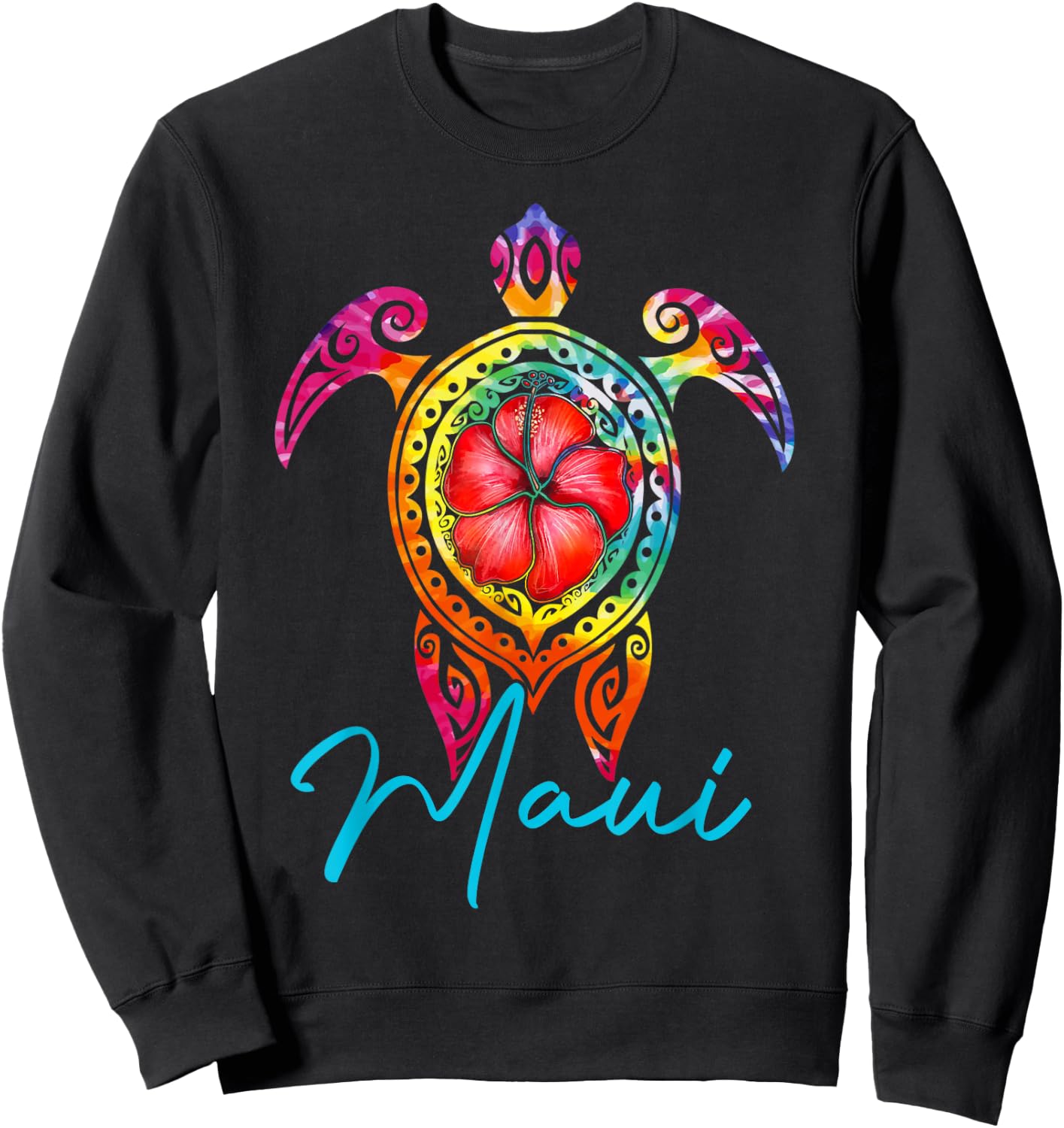 Maui Hawaii Tie Dye Sea Turtle, Maui Family Vacation 2025 Sweatshirt - Sweatshirt | Black