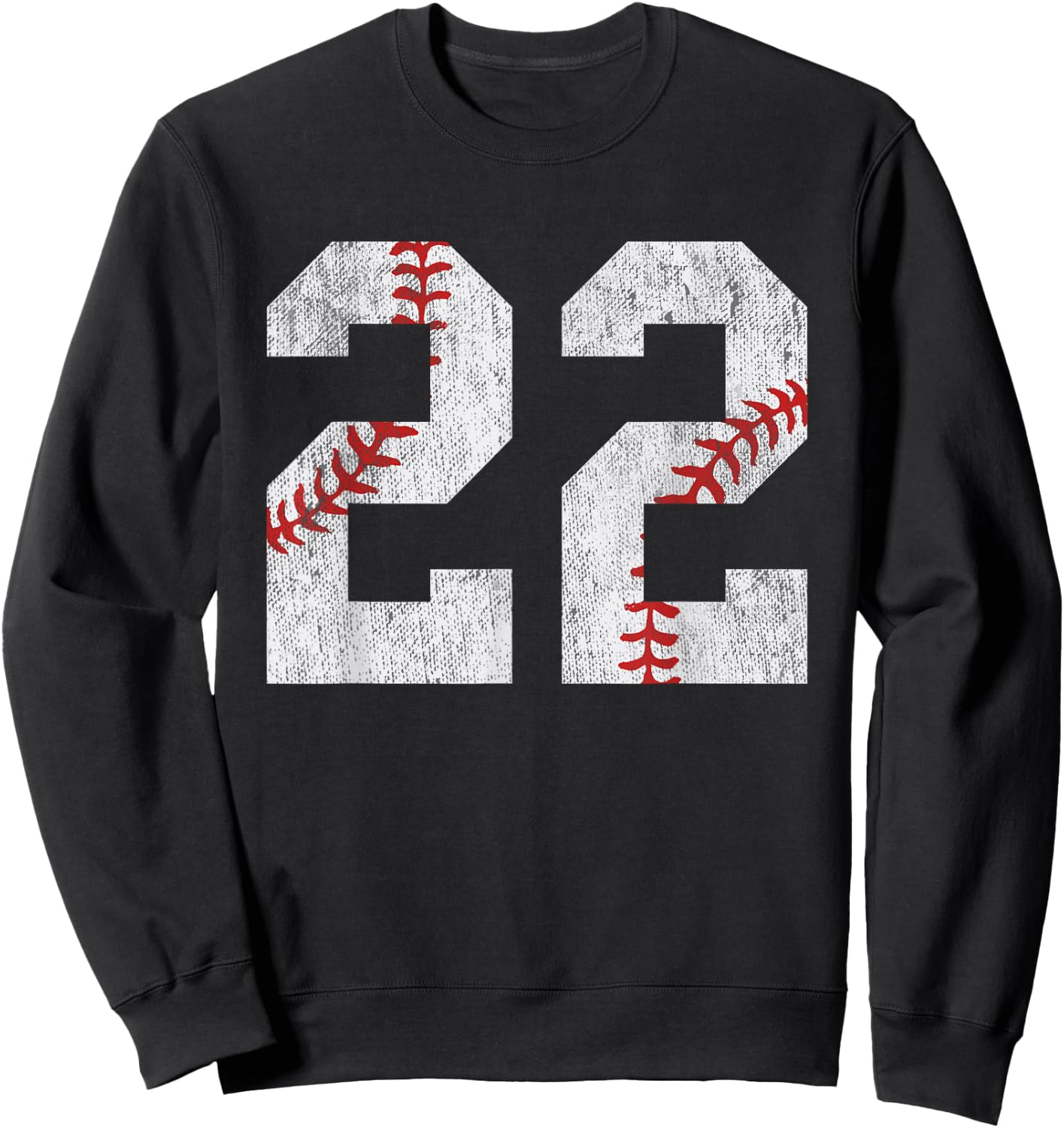Number #22 Vintage 22nd Birthday Baseball Lover 22 Years Old Sweatshirt - Sweatshirt | Black