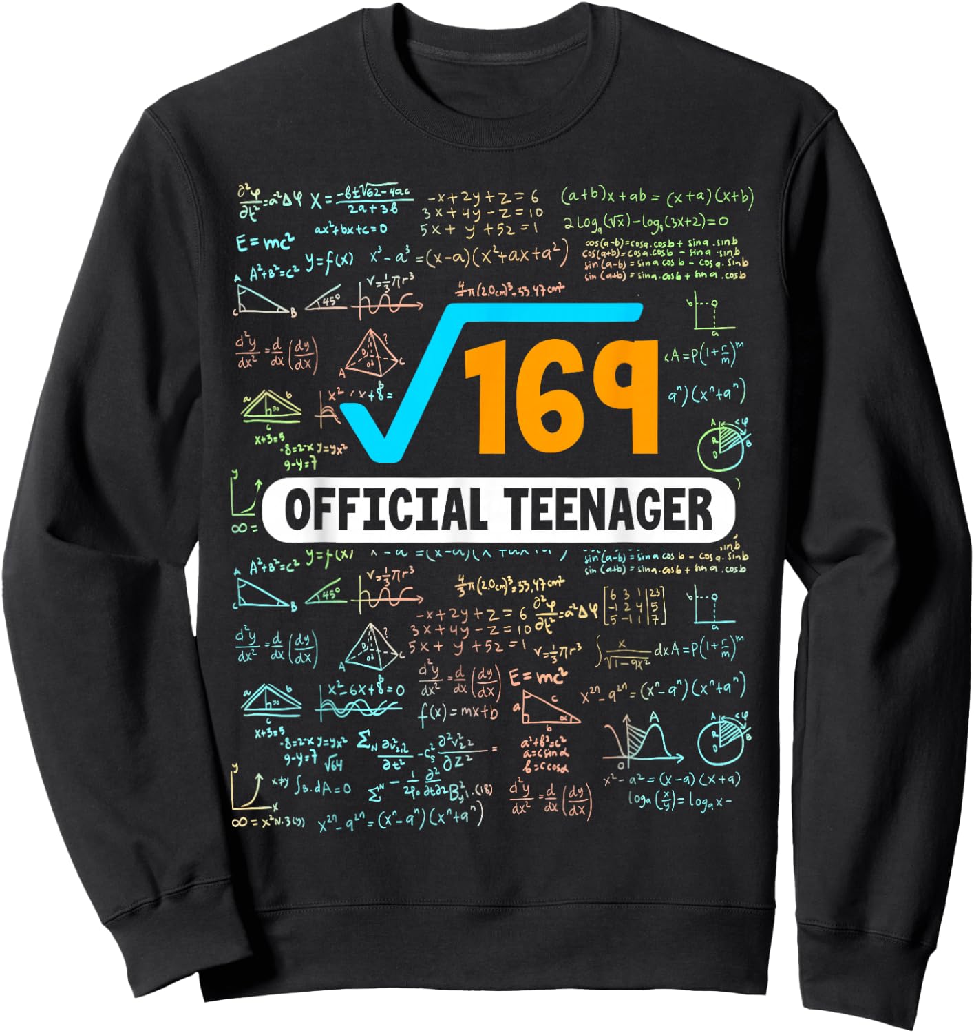 Square Root Of 169 13 Years Old Official Teenager Birthday Sweatshirt - Sweatshirt | Black