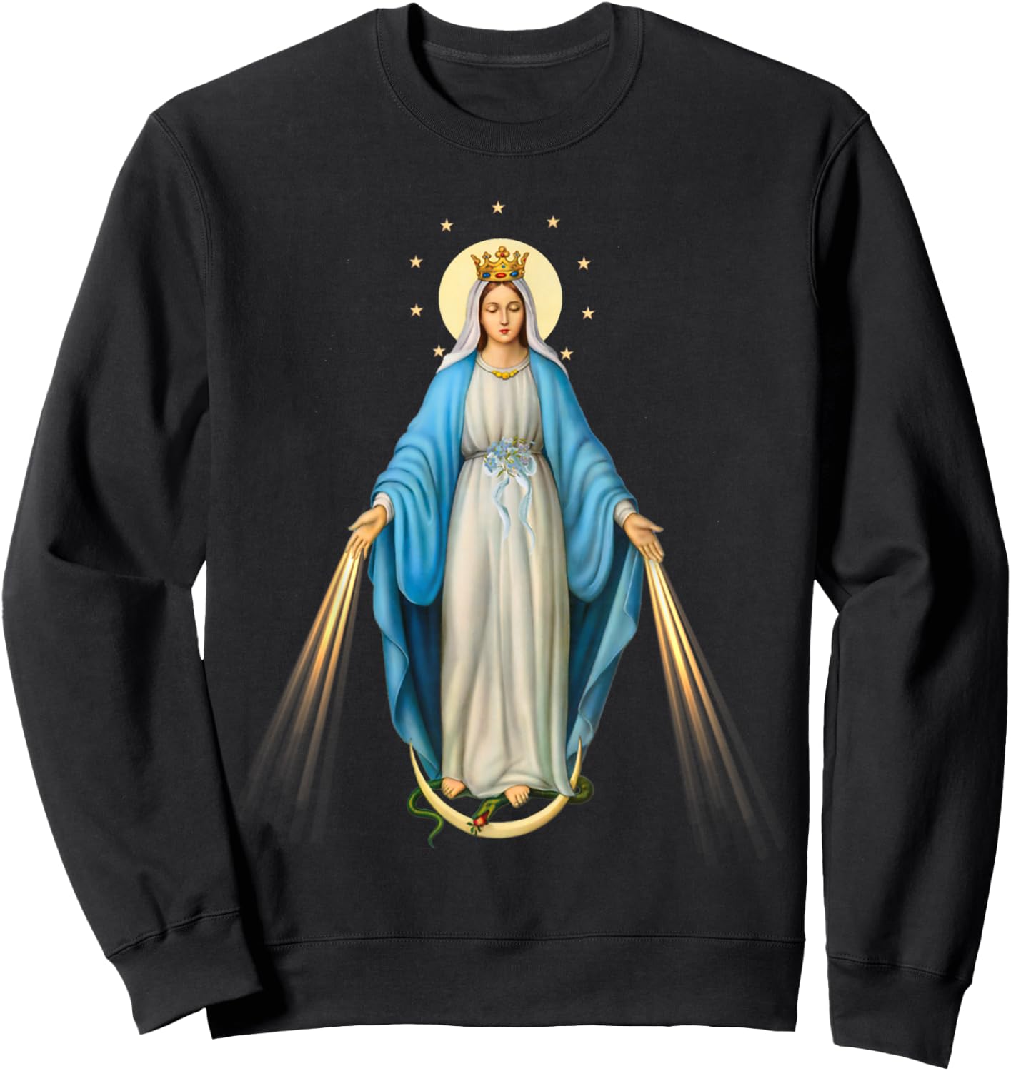 Holy Mother Mary Mother of Jesus Vintage Catholic Art Women Sweatshirt - Sweatshirt | Black